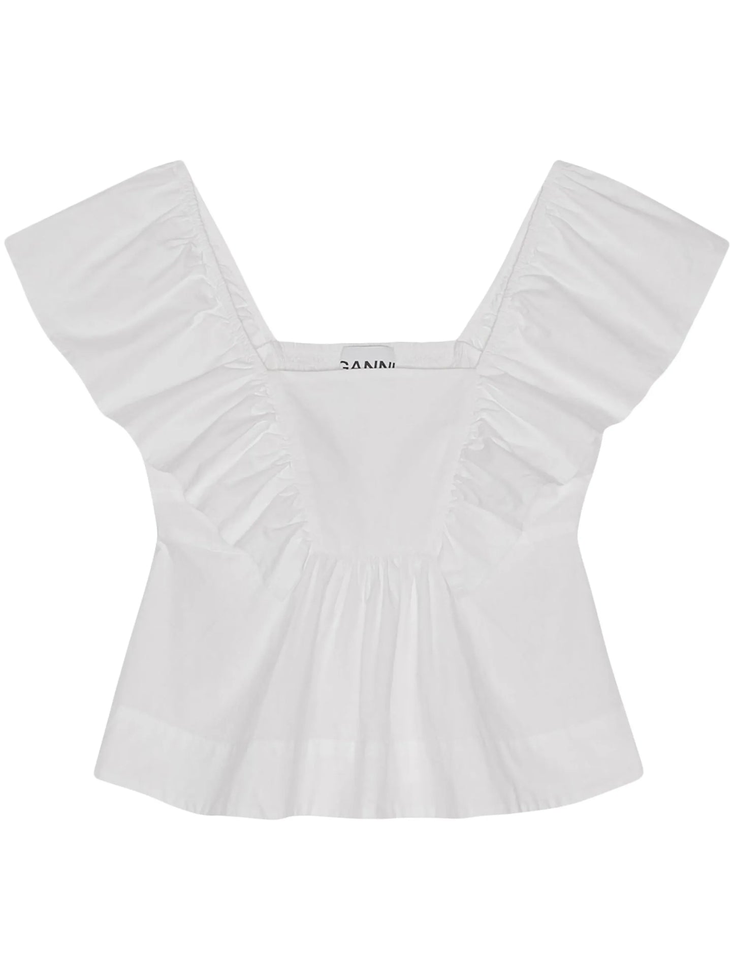 ruffled poplin sleeveless blouse