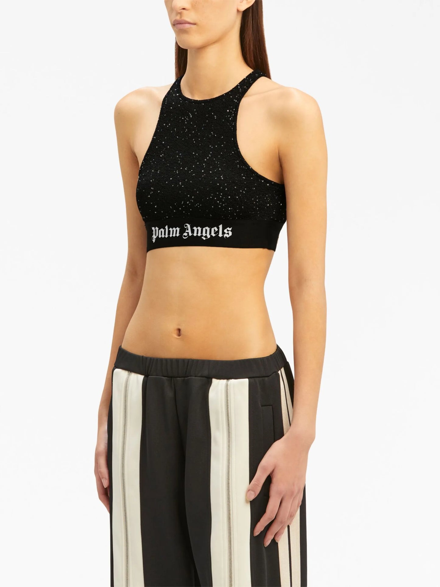Soiree logo-print crop top