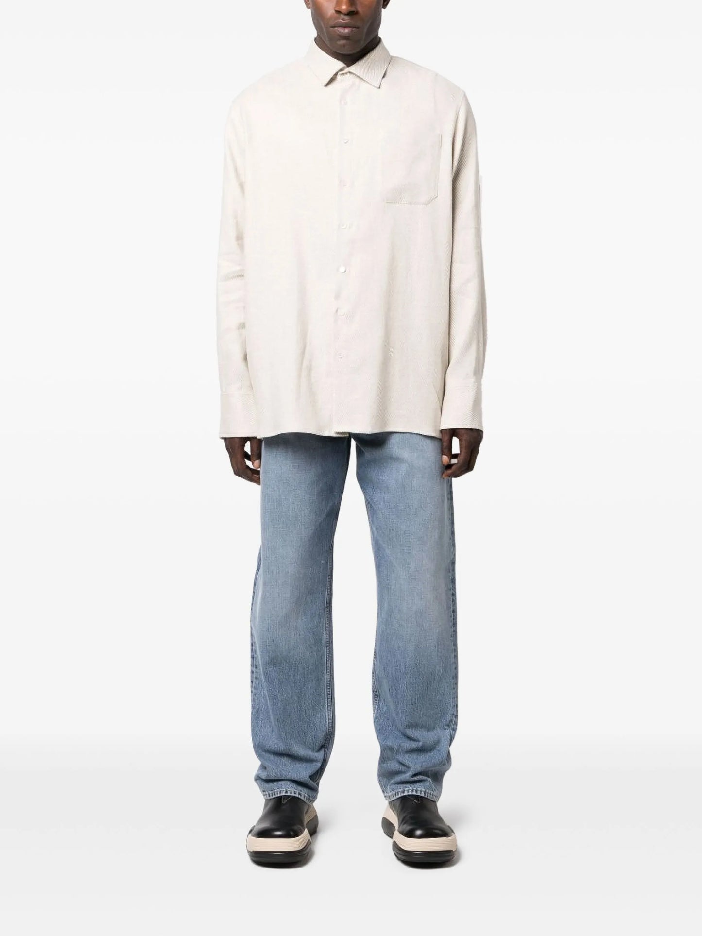 mid-rise straight-leg jeans