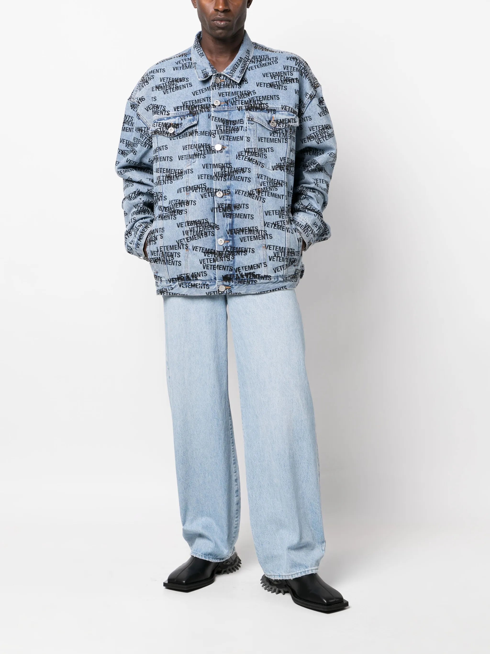 logo-print denim jacket