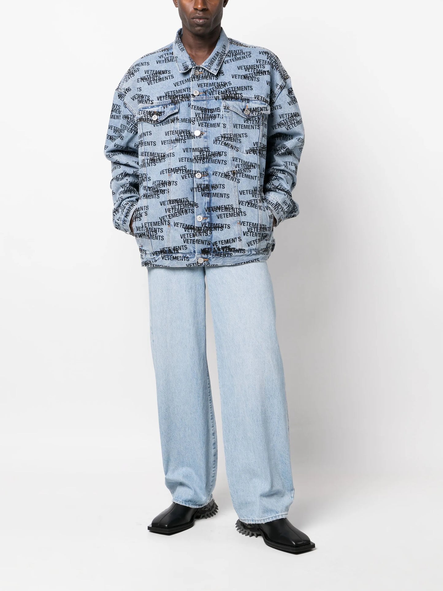 logo-print denim jacket