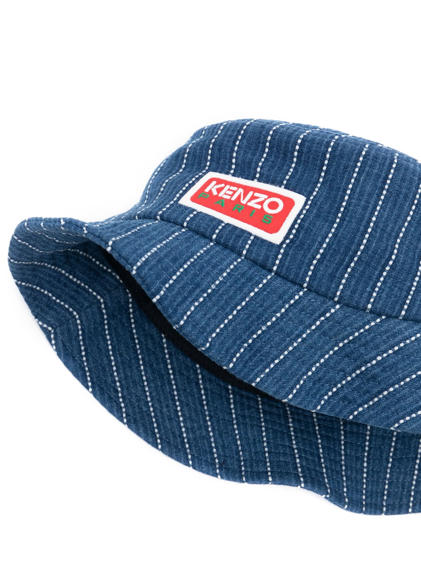 logo-patch denim bucket hat
