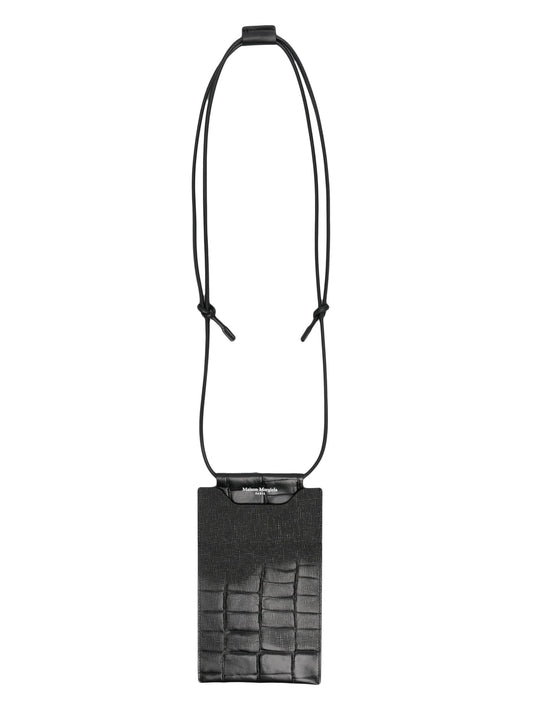 crocodile-embossed phone pouch