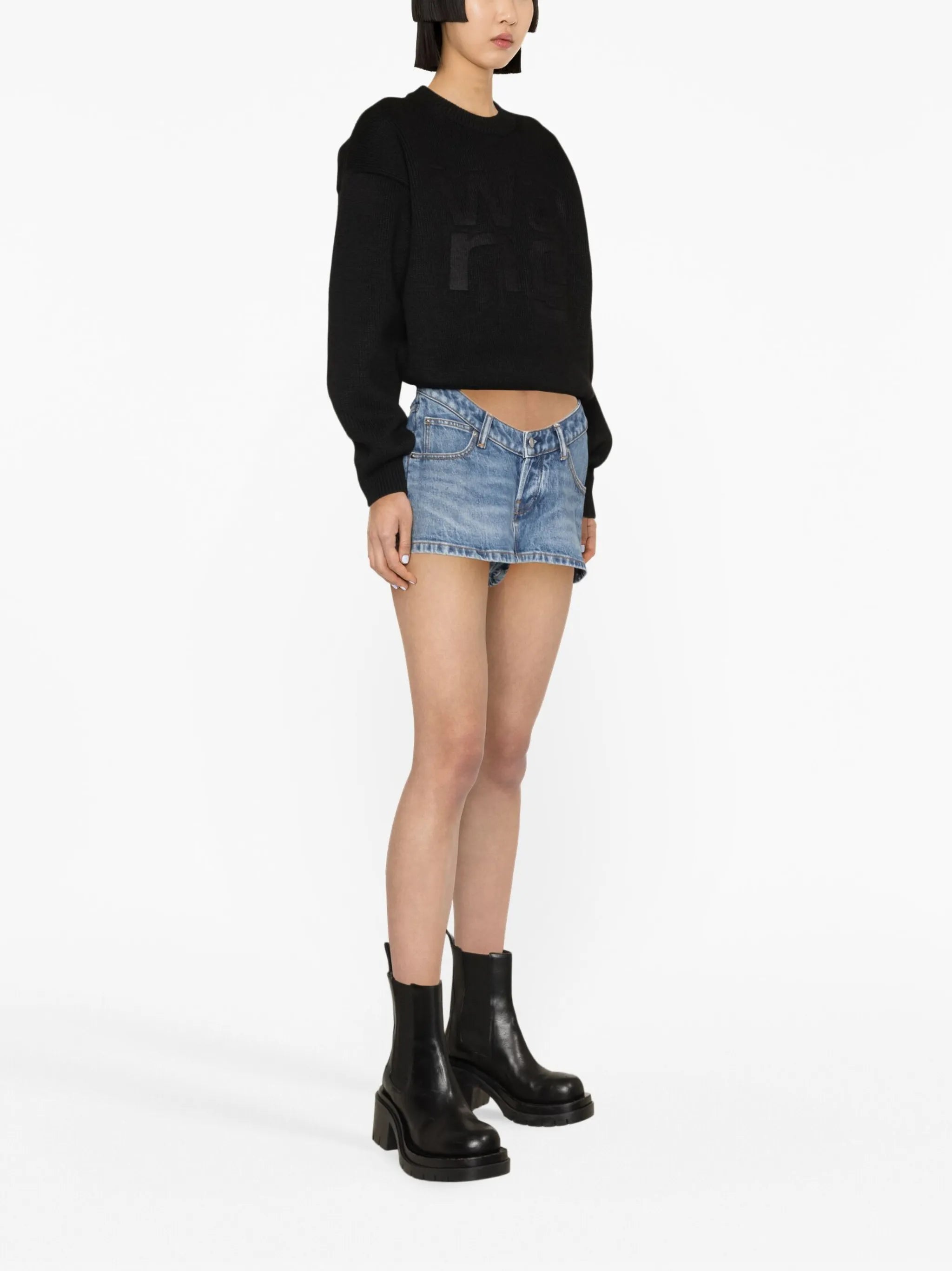 Dipped denim skort