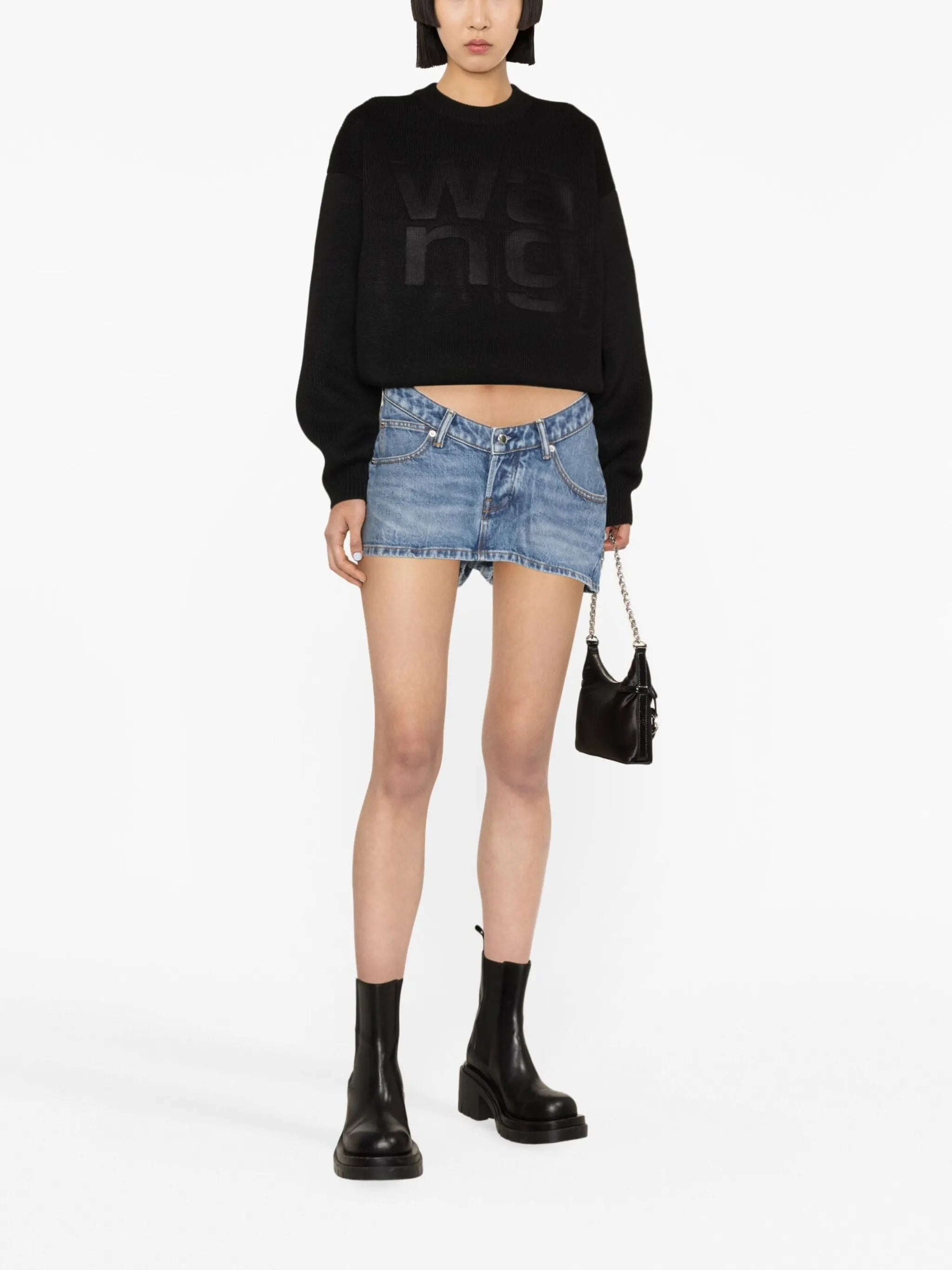 Dipped denim skort