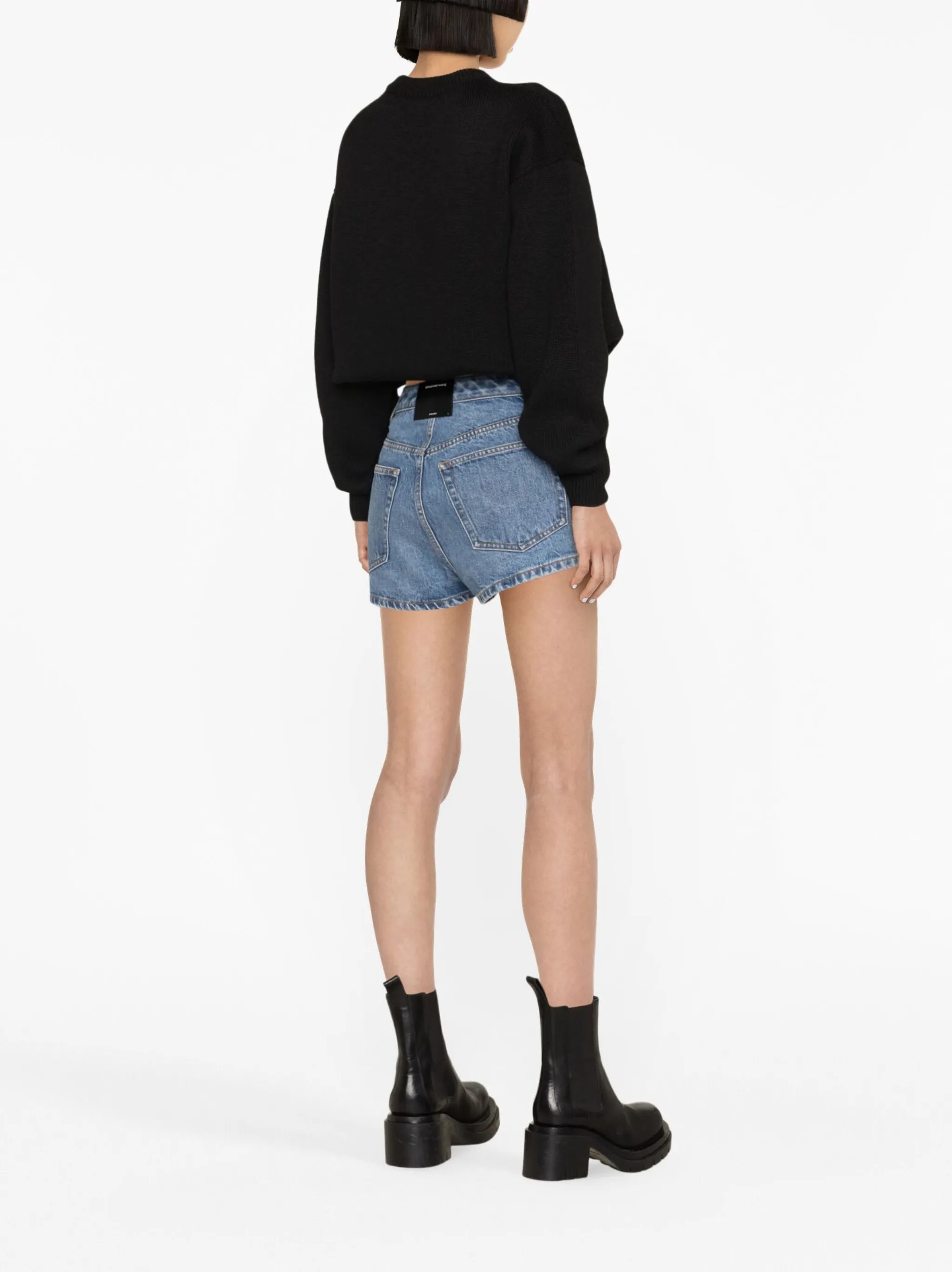 Dipped denim skort