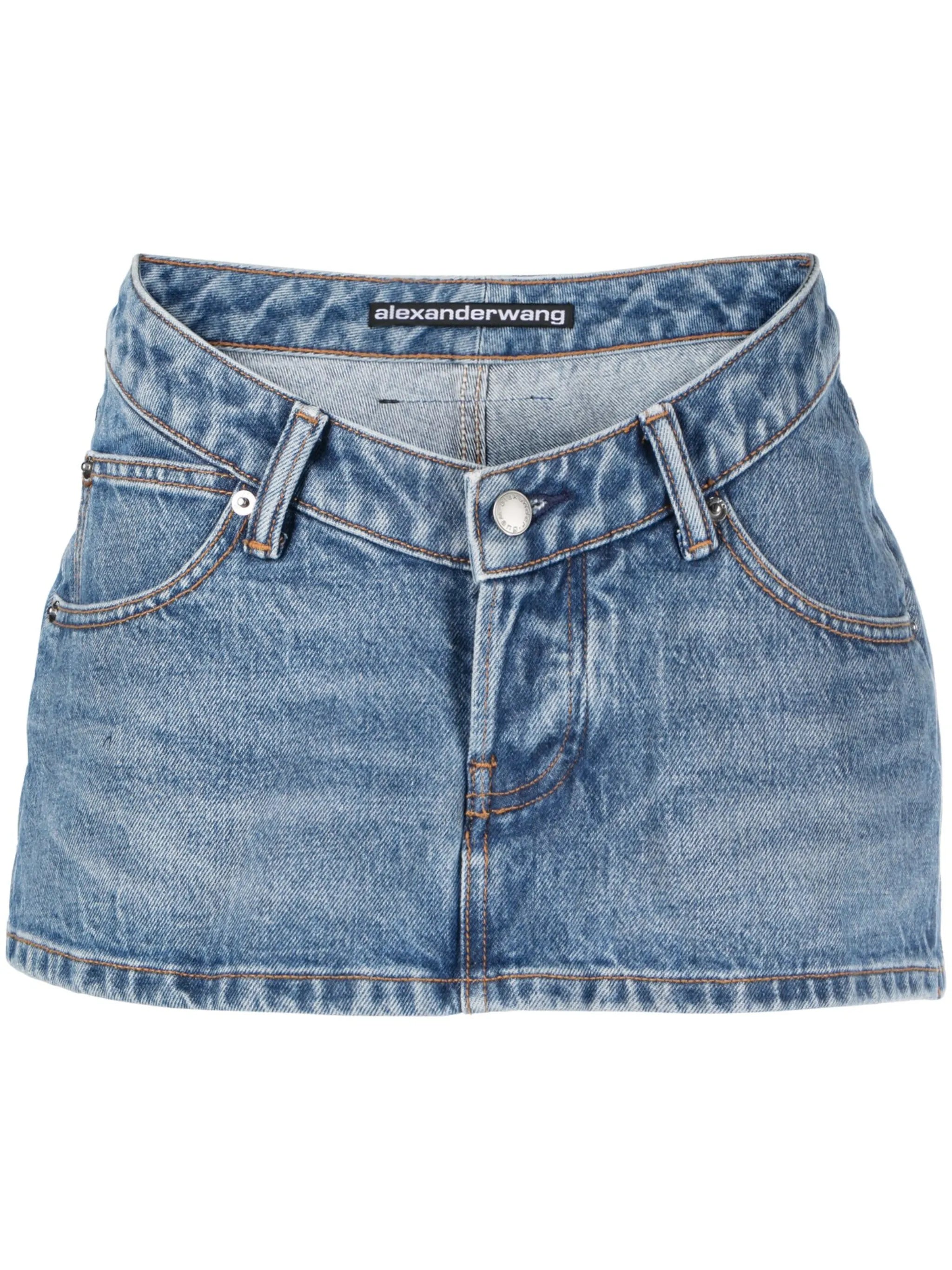 Dipped denim skort