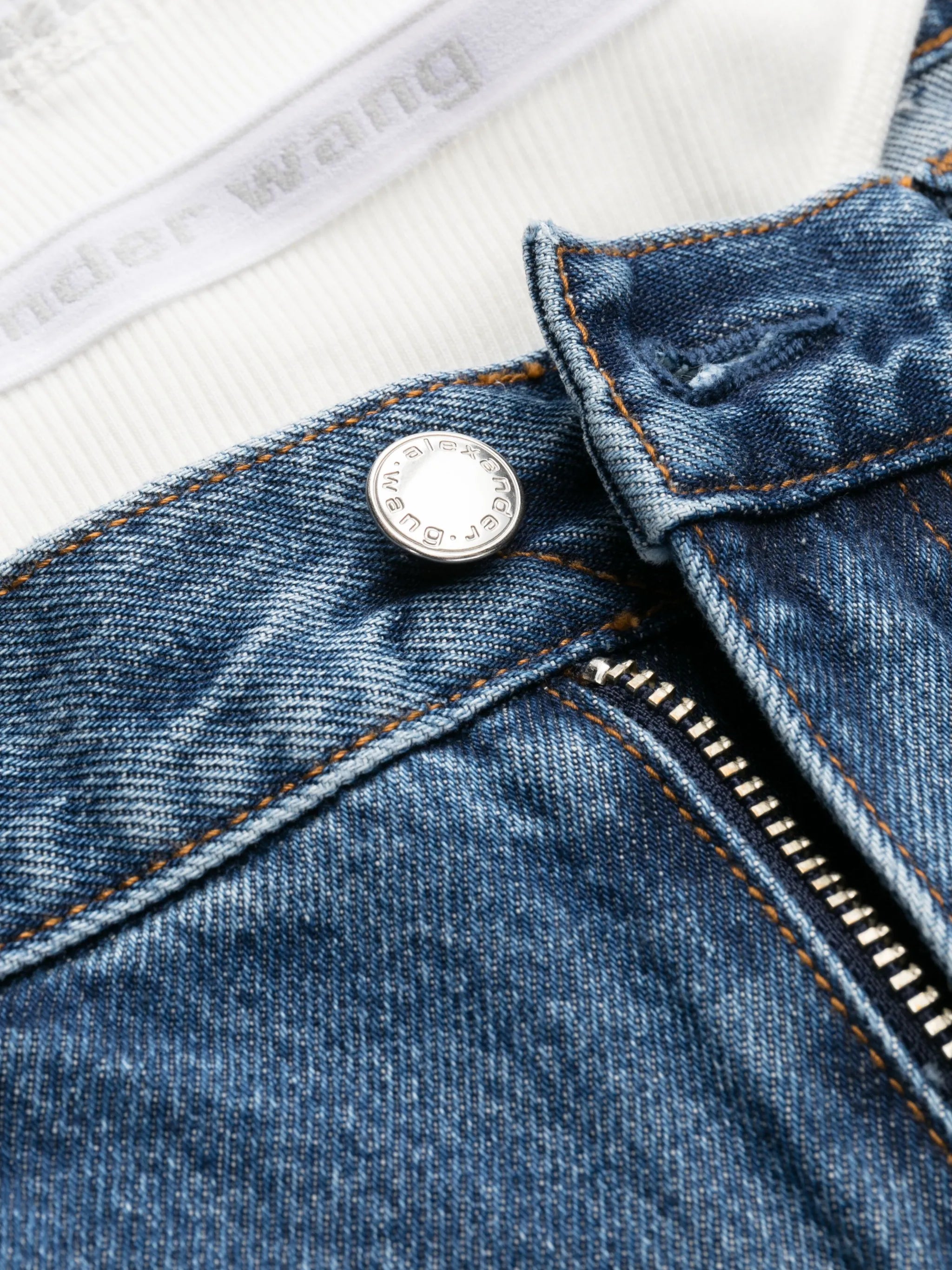 layered straight-leg jeans