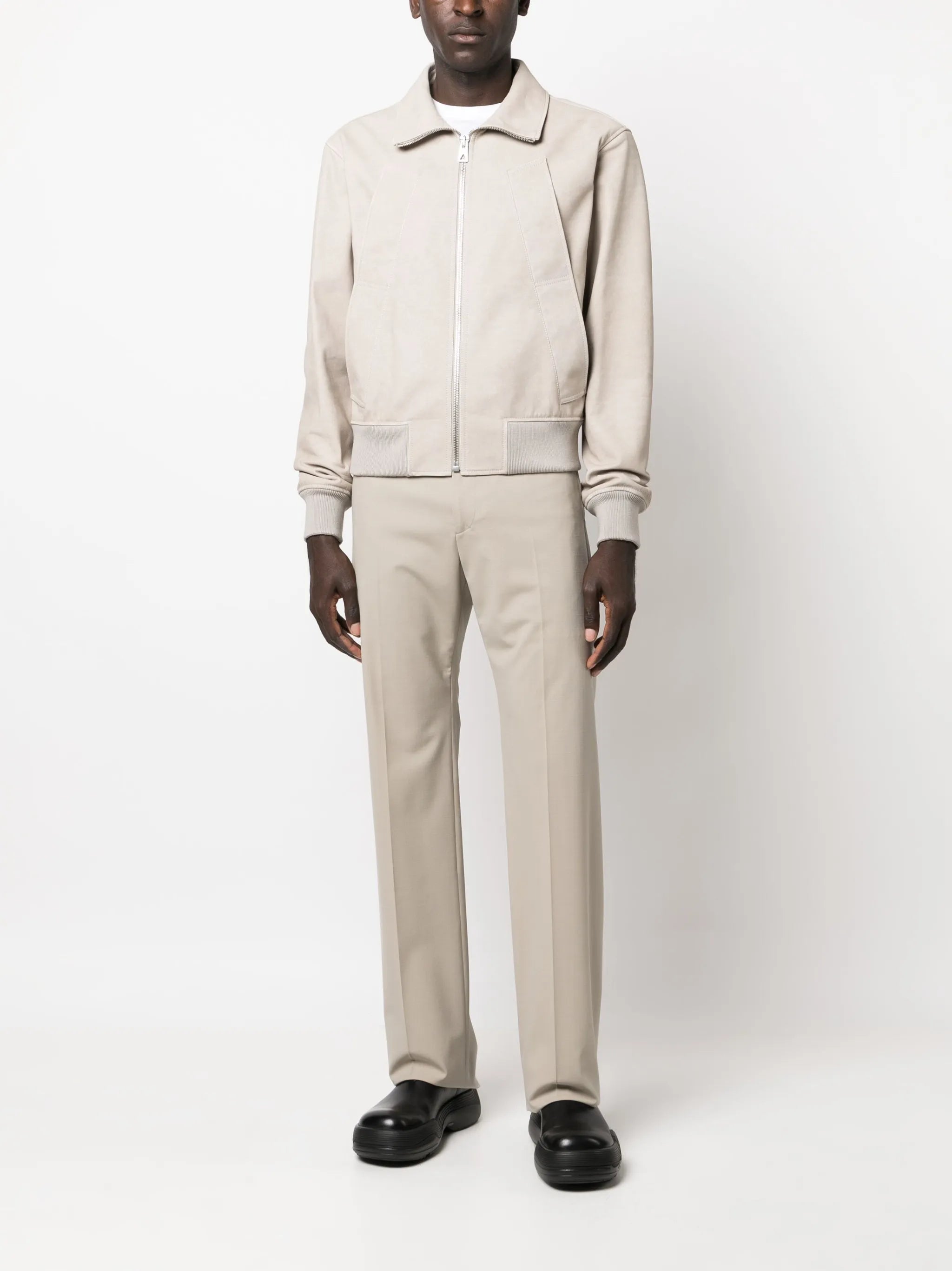 printed leather chino jacket
