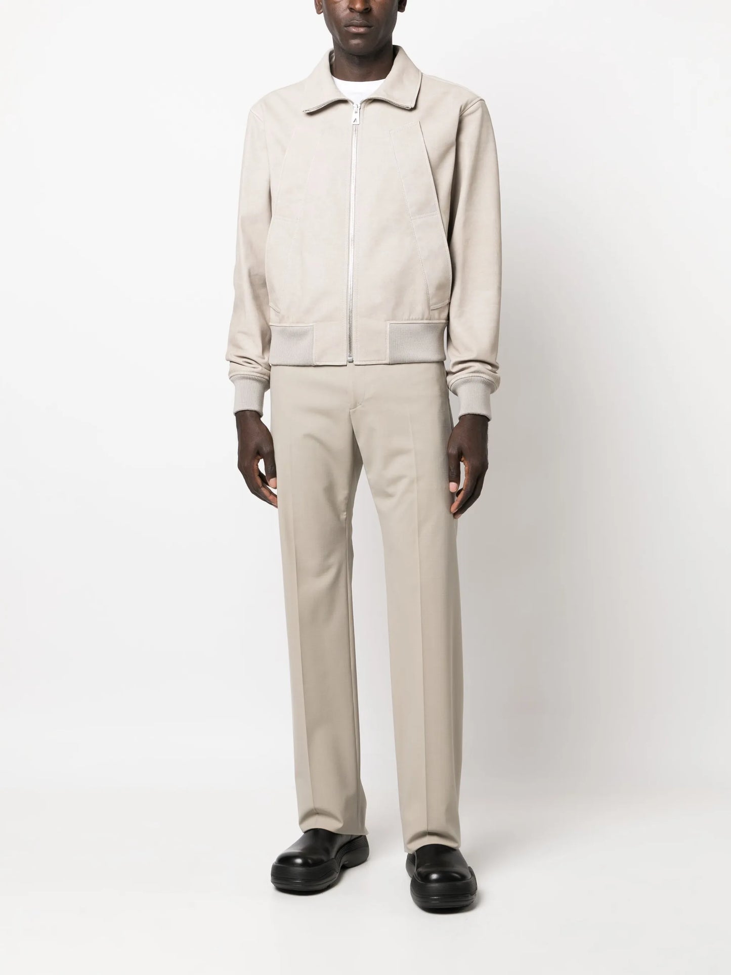 printed leather chino jacket