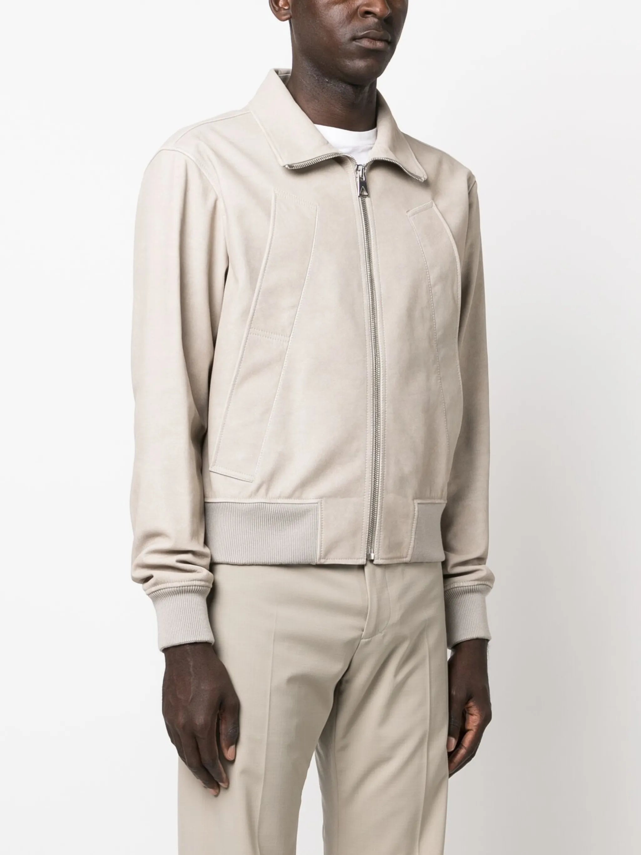 printed leather chino jacket