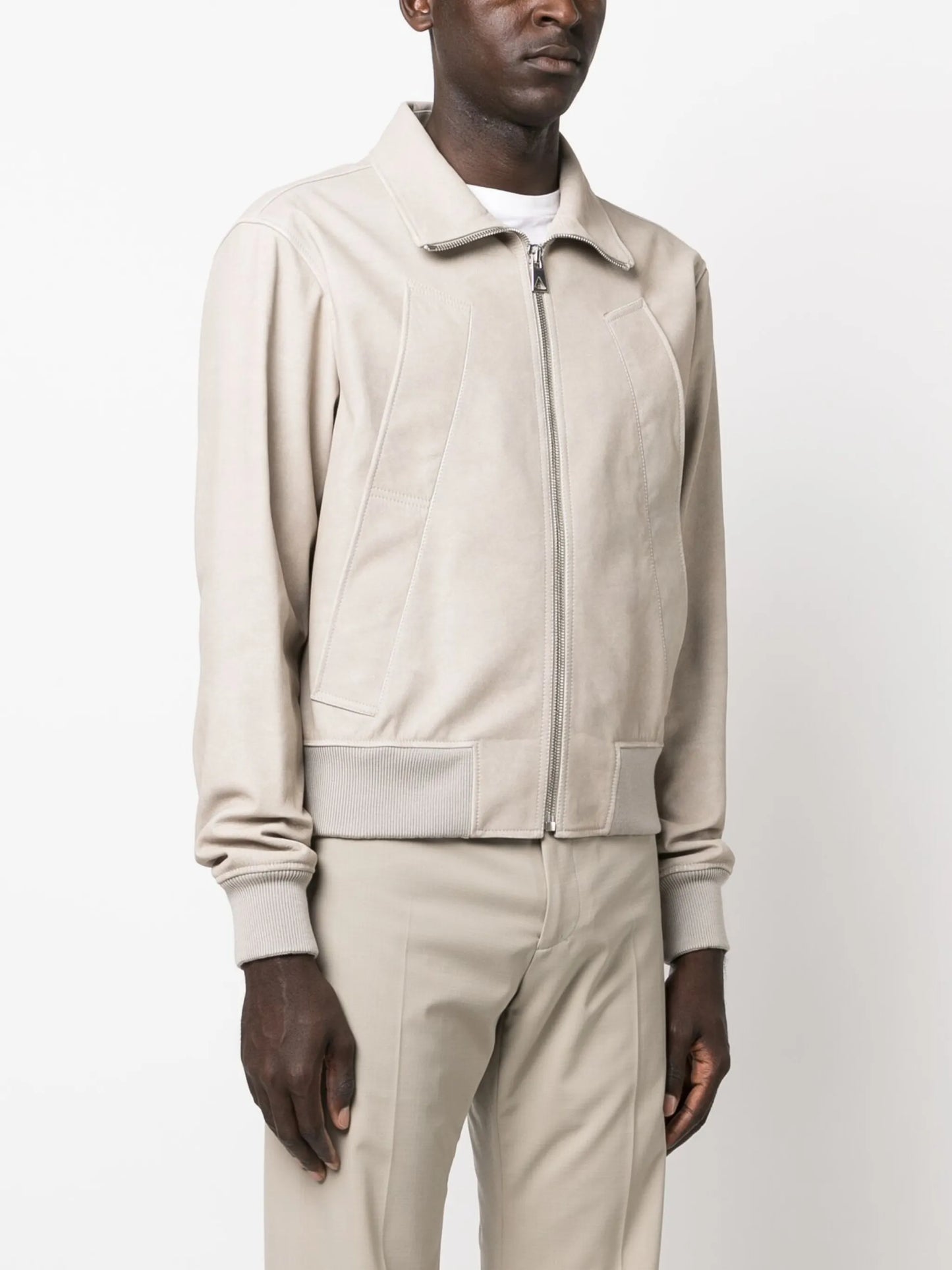 printed leather chino jacket