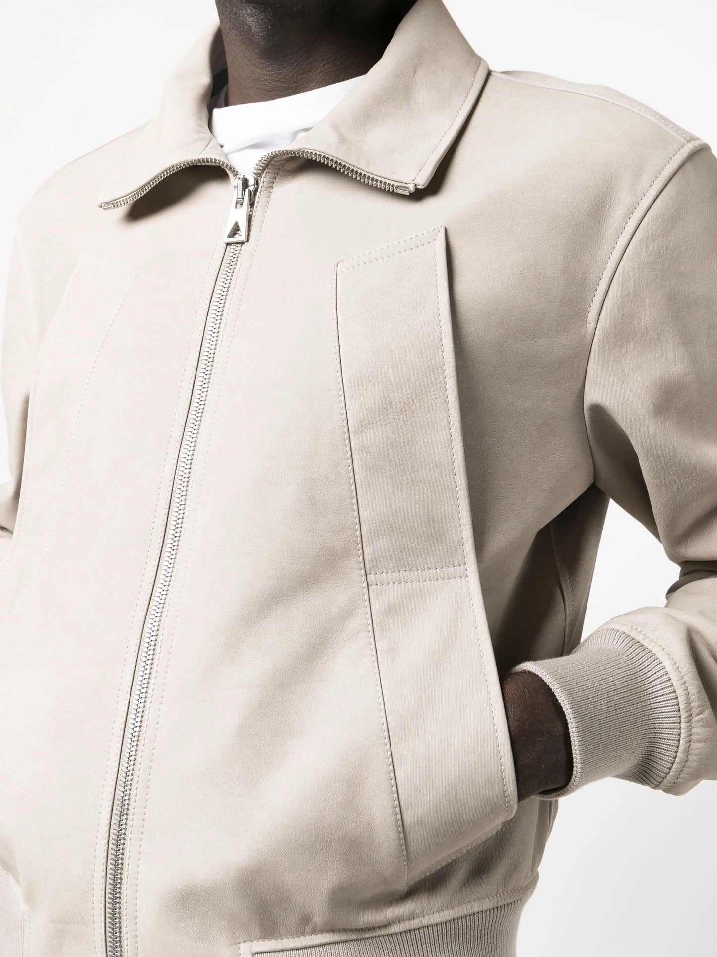 printed leather chino jacket