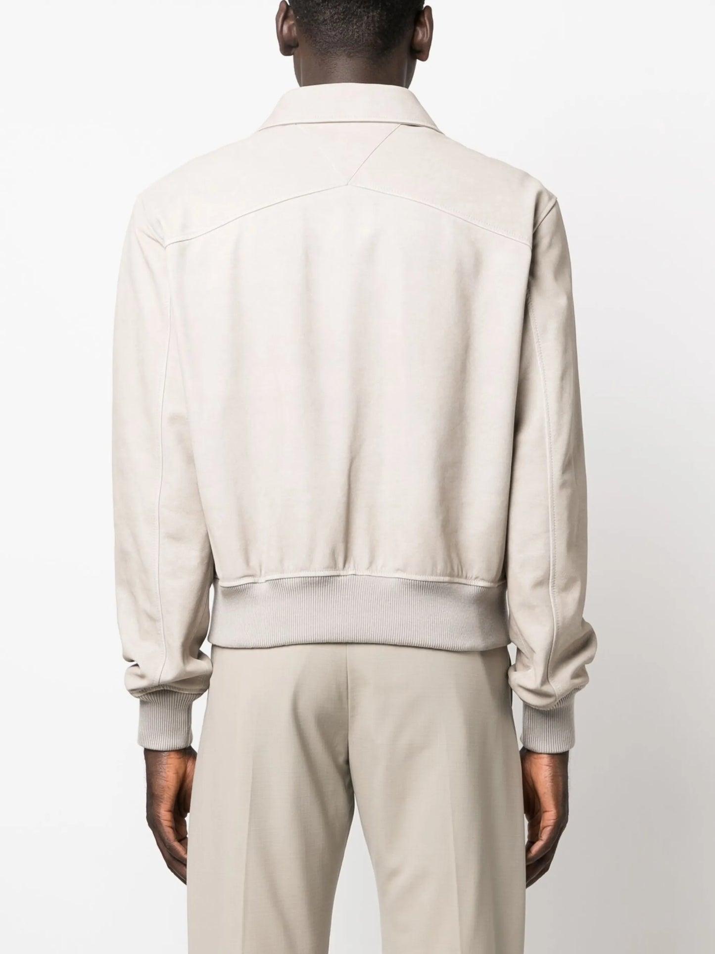 printed leather chino jacket