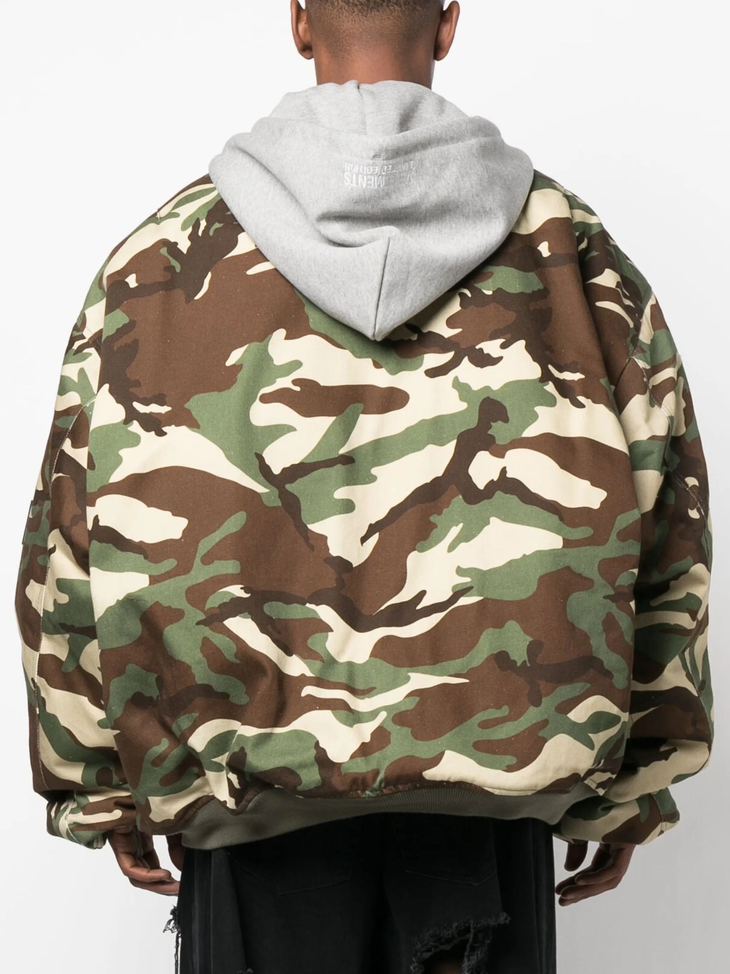 camouflage-print bomber jacket