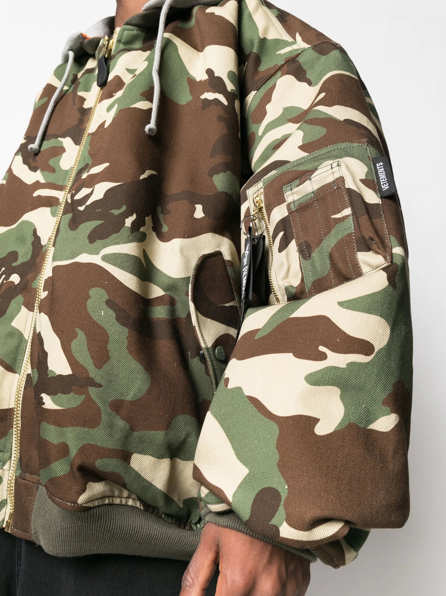 camouflage-print bomber jacket