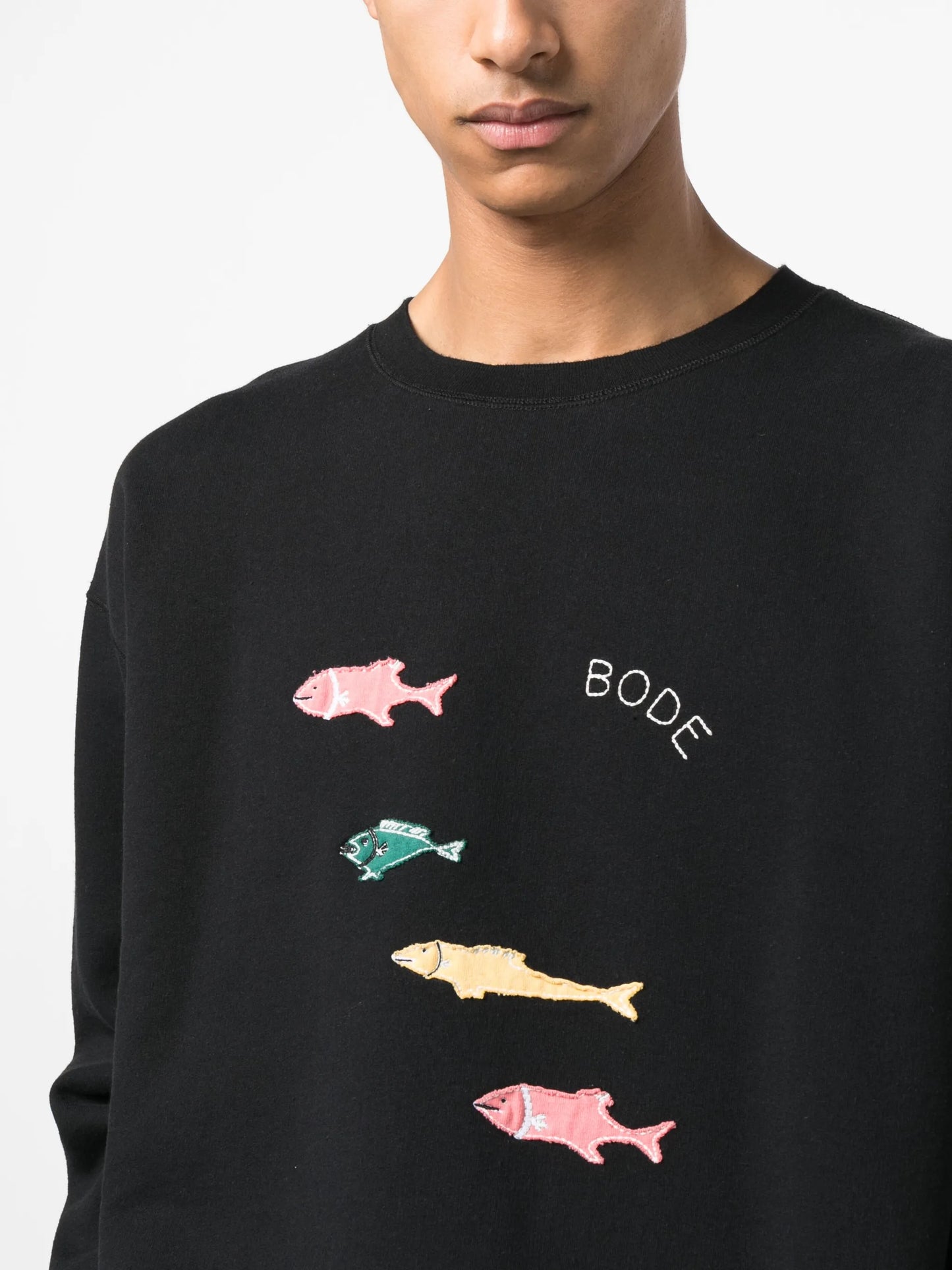 fish-appliqué cotton sweatshirt