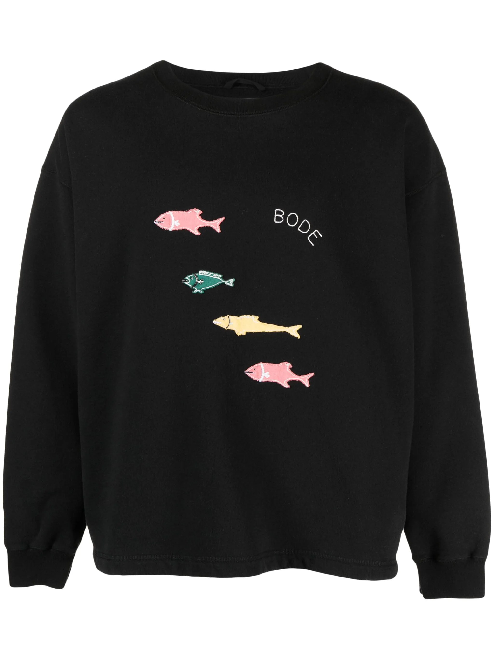 fish-appliqué cotton sweatshirt