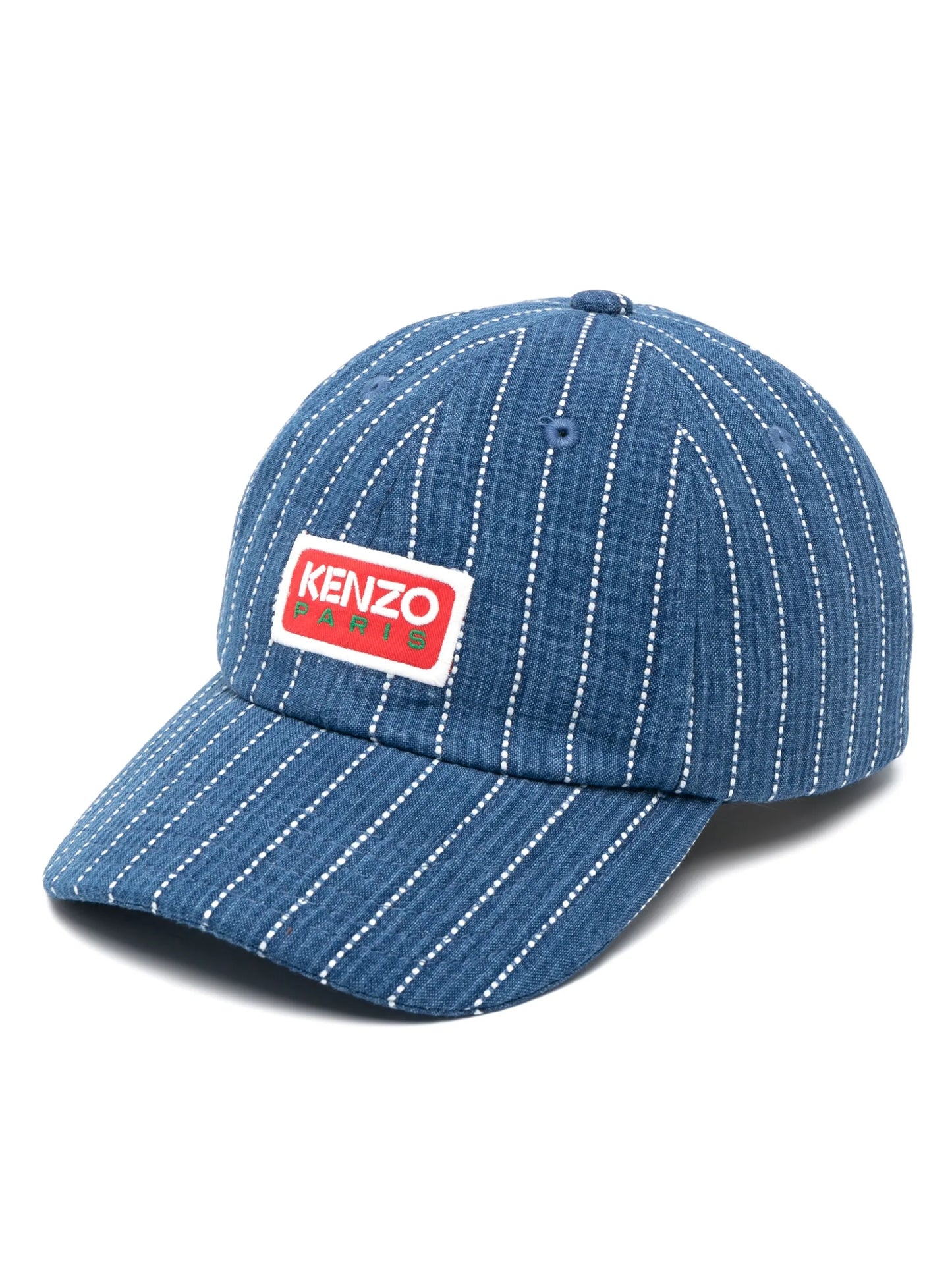 logo-patch denim baseball cap