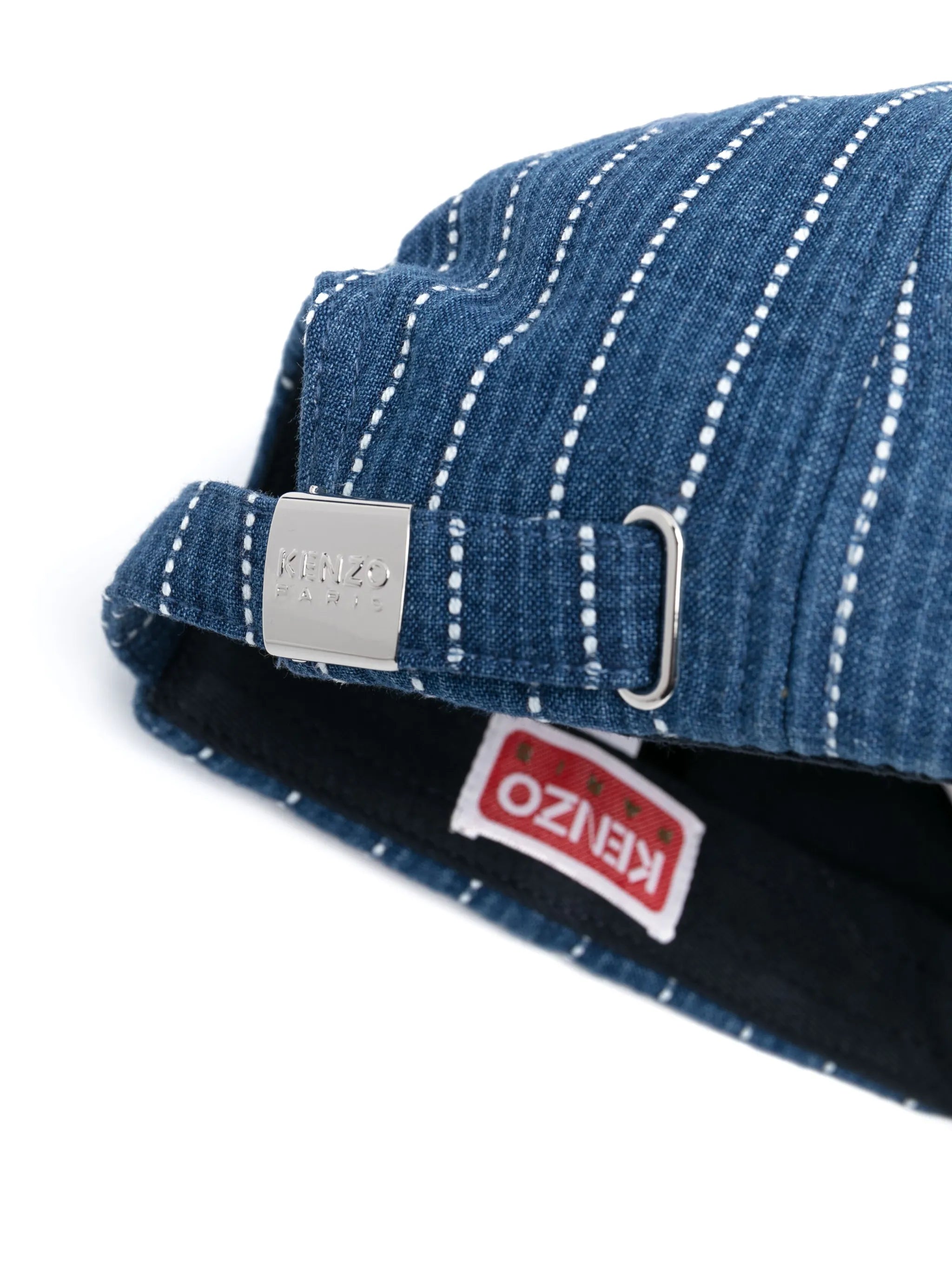 logo-patch denim baseball cap