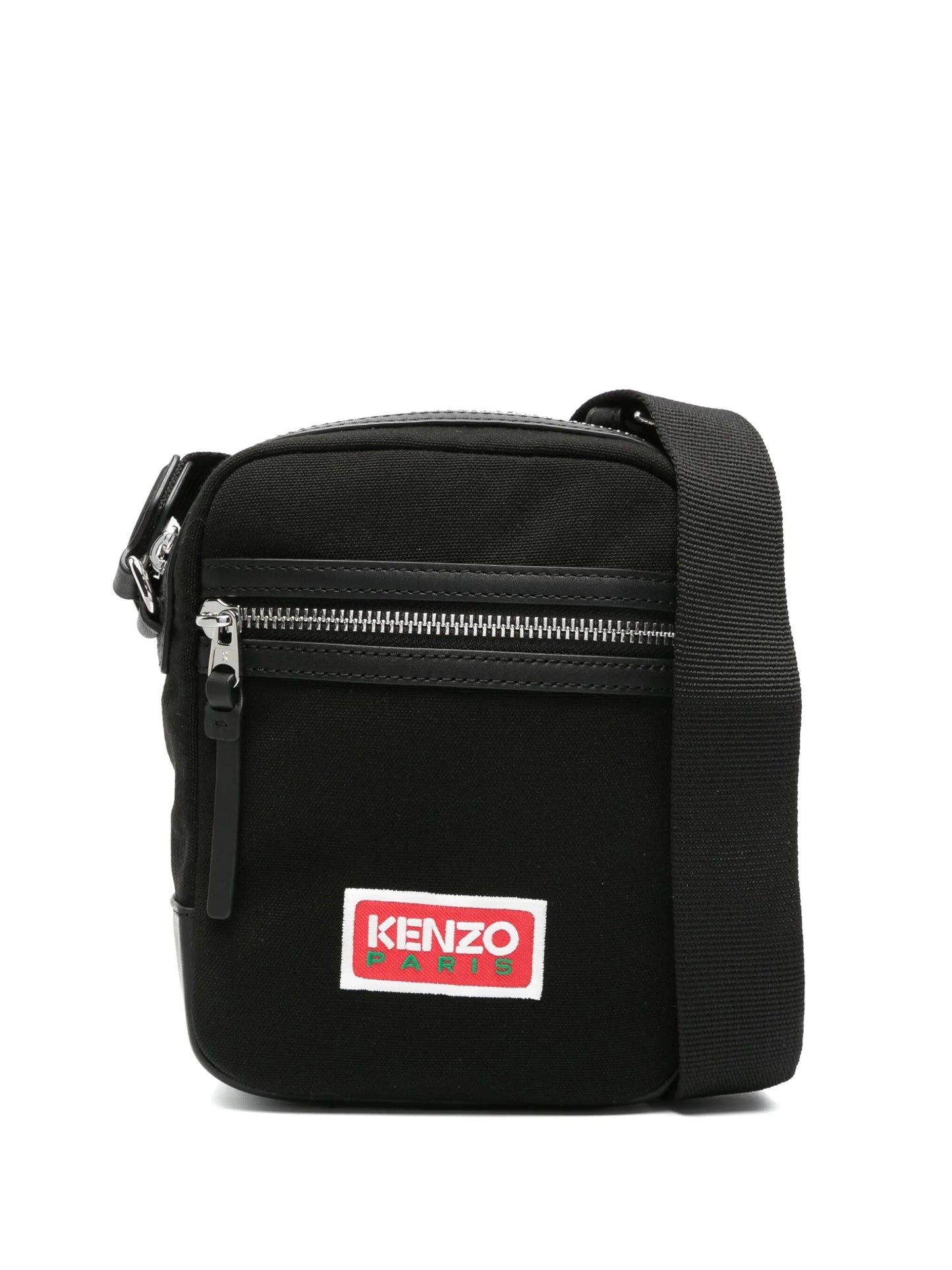 logo-patch canvas messenger bag