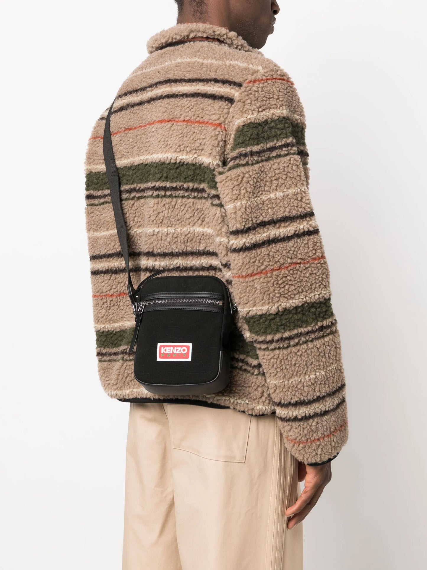 logo-patch canvas messenger bag
