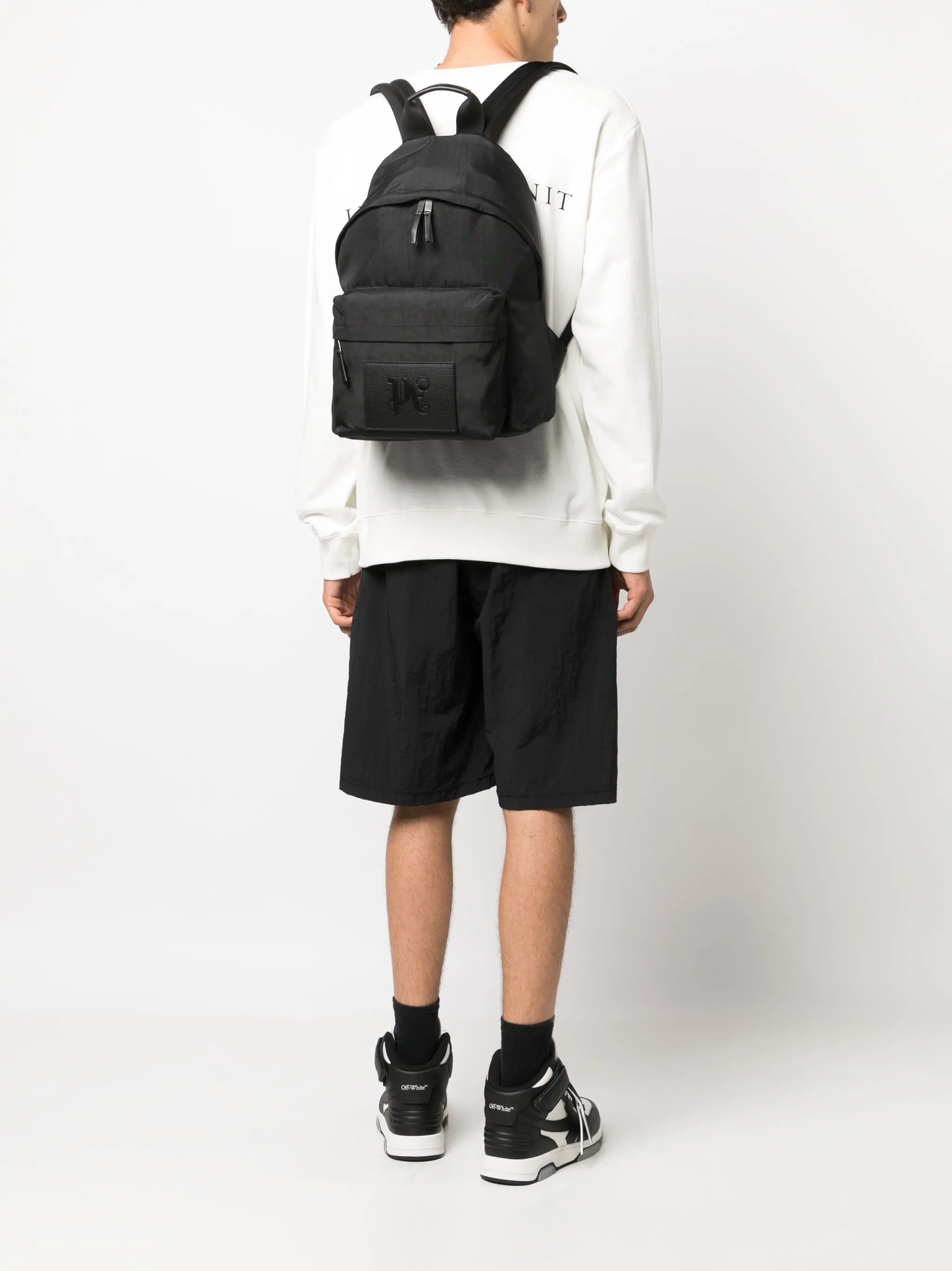 Monogram logo-patch backpack