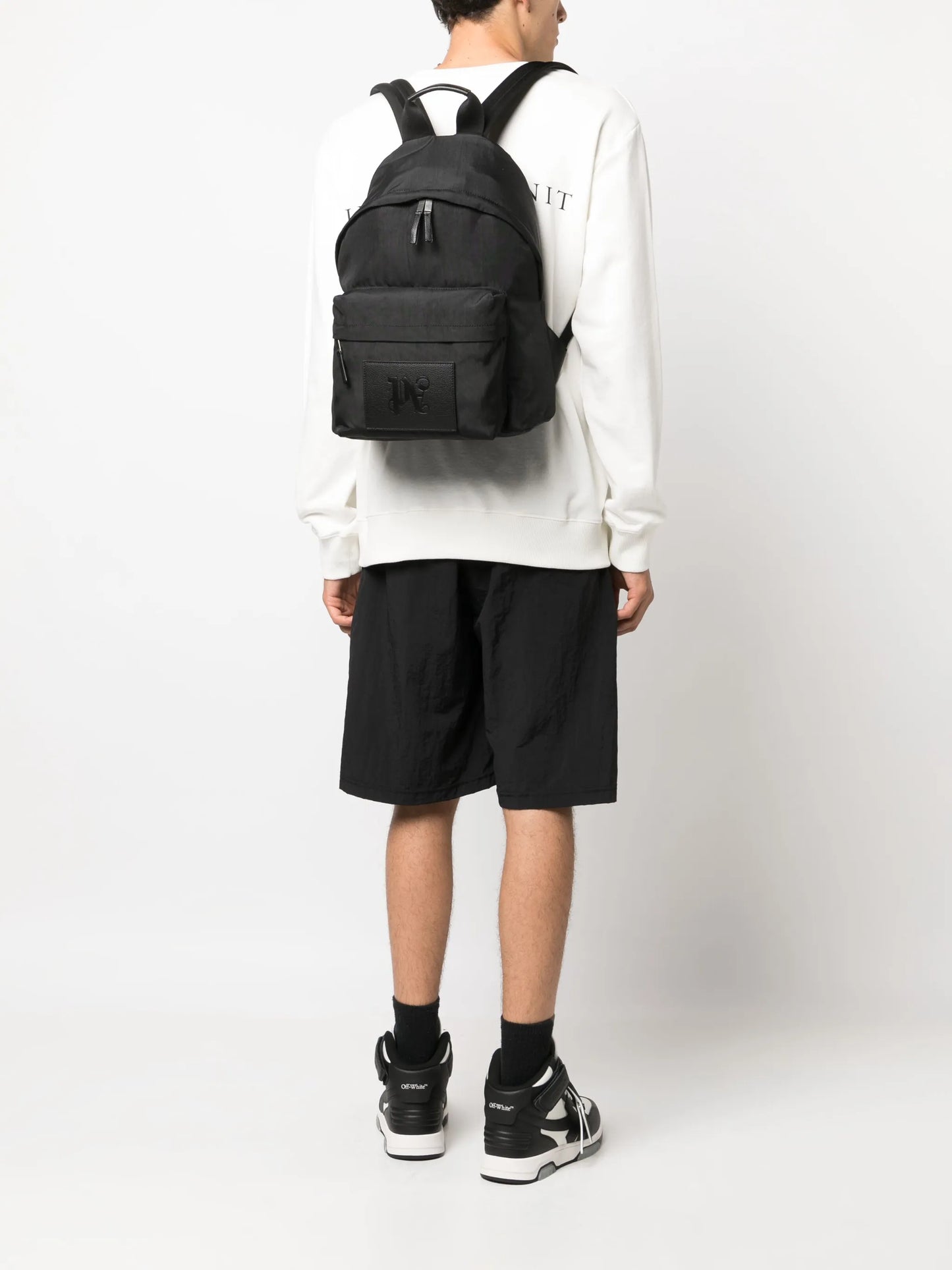 Monogram logo-patch backpack