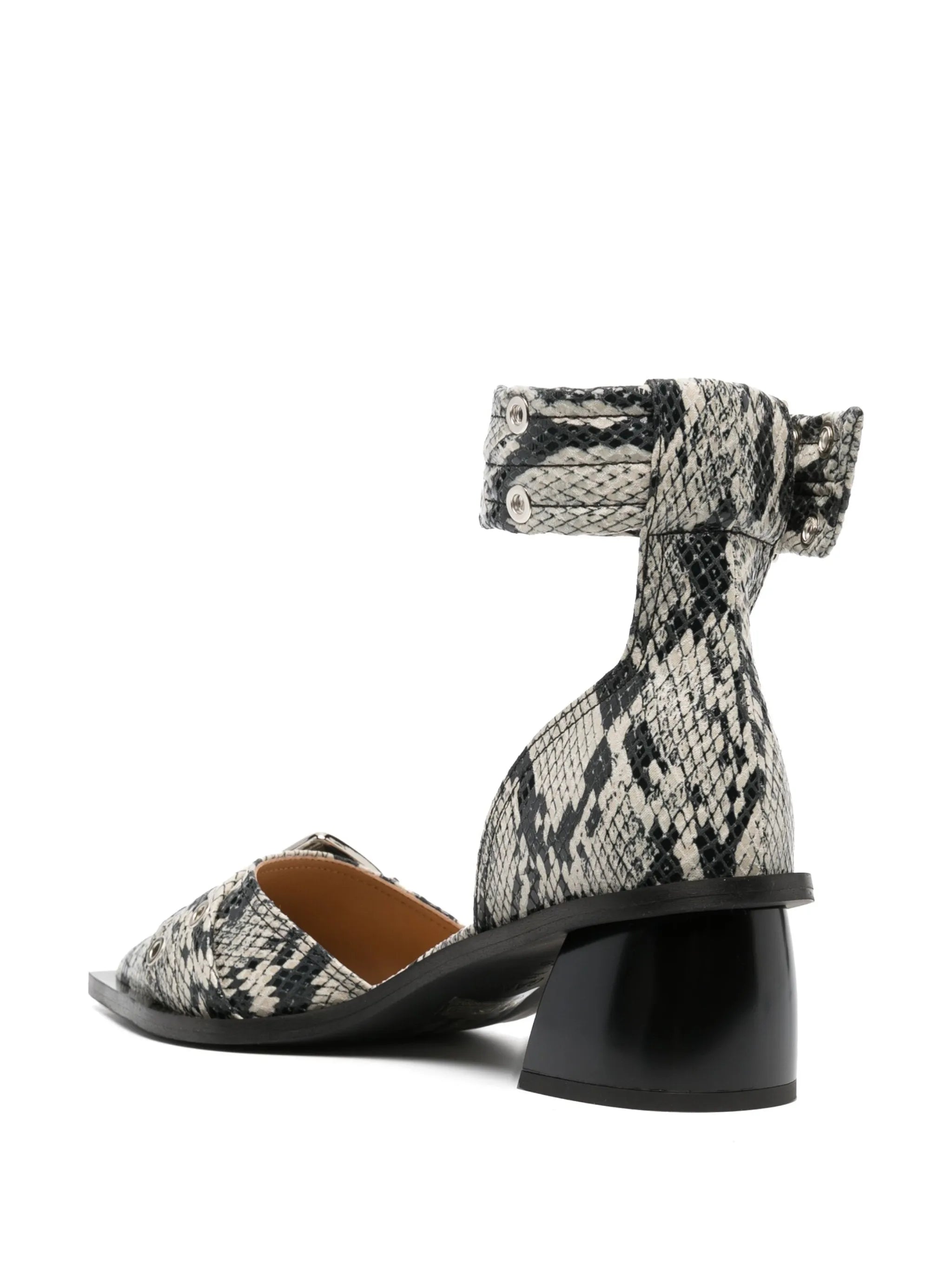 65mm snakeskin-print buckle pumps