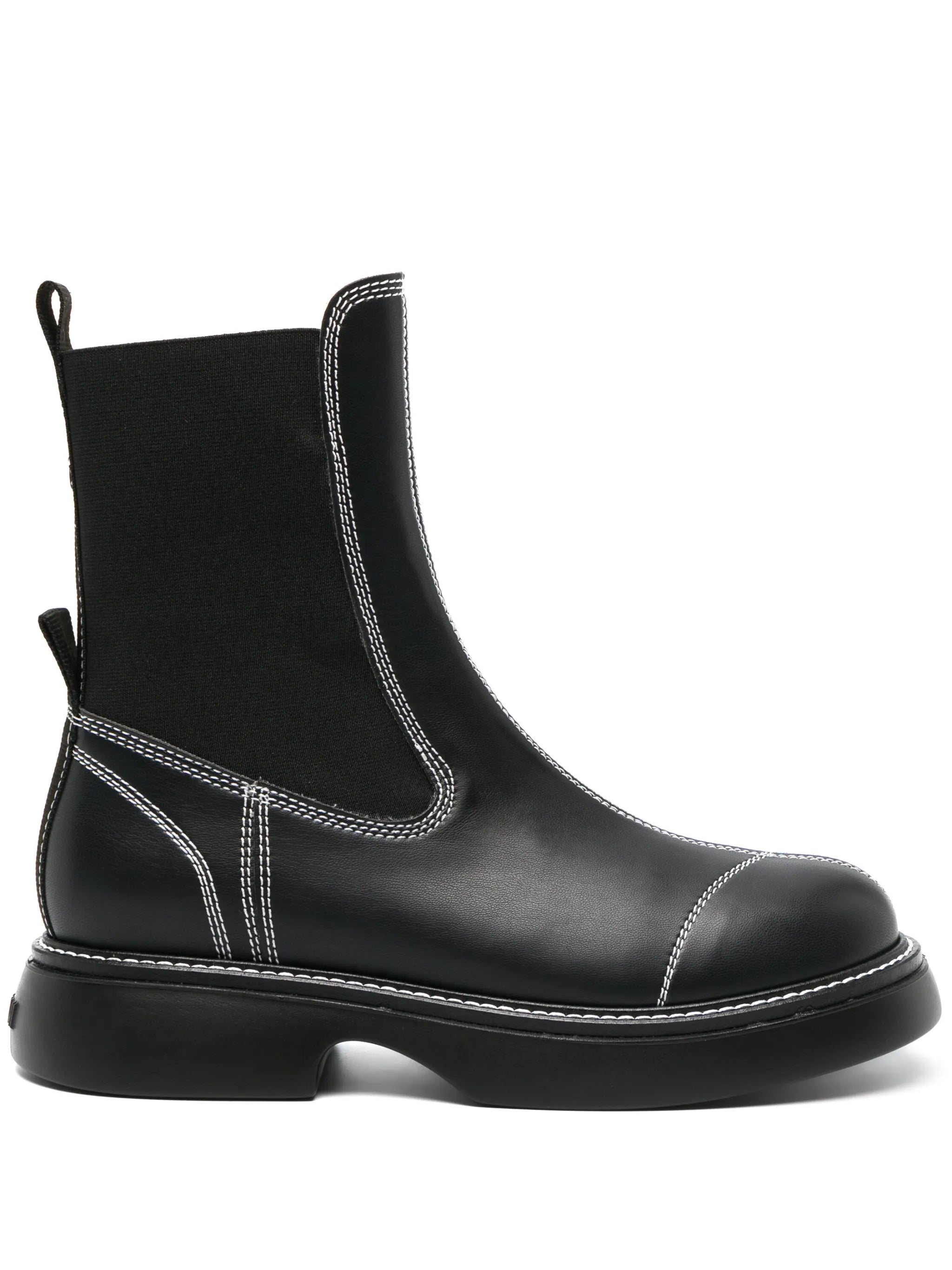 topstitched leather Chelsea boots