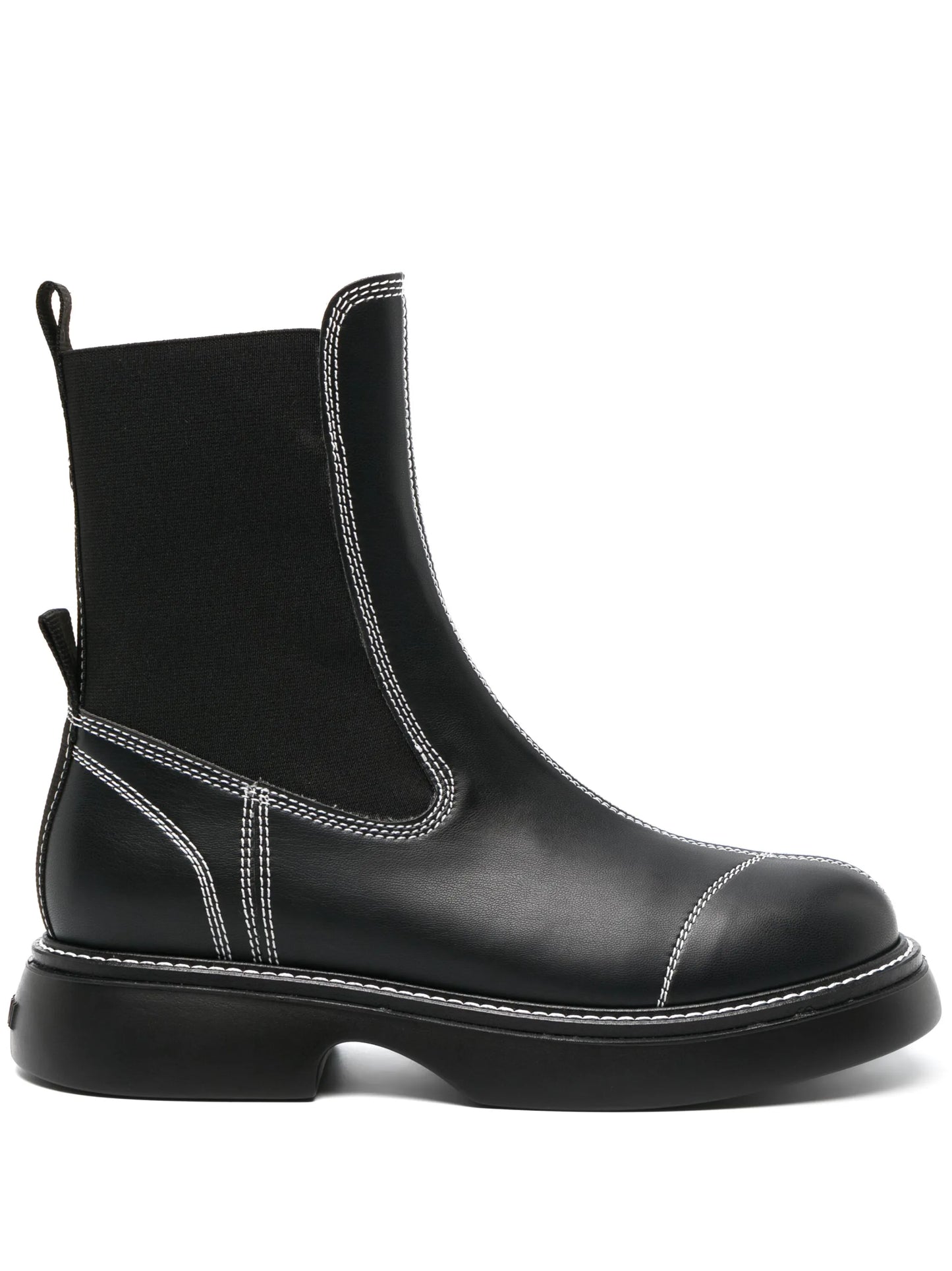 topstitched leather Chelsea boots