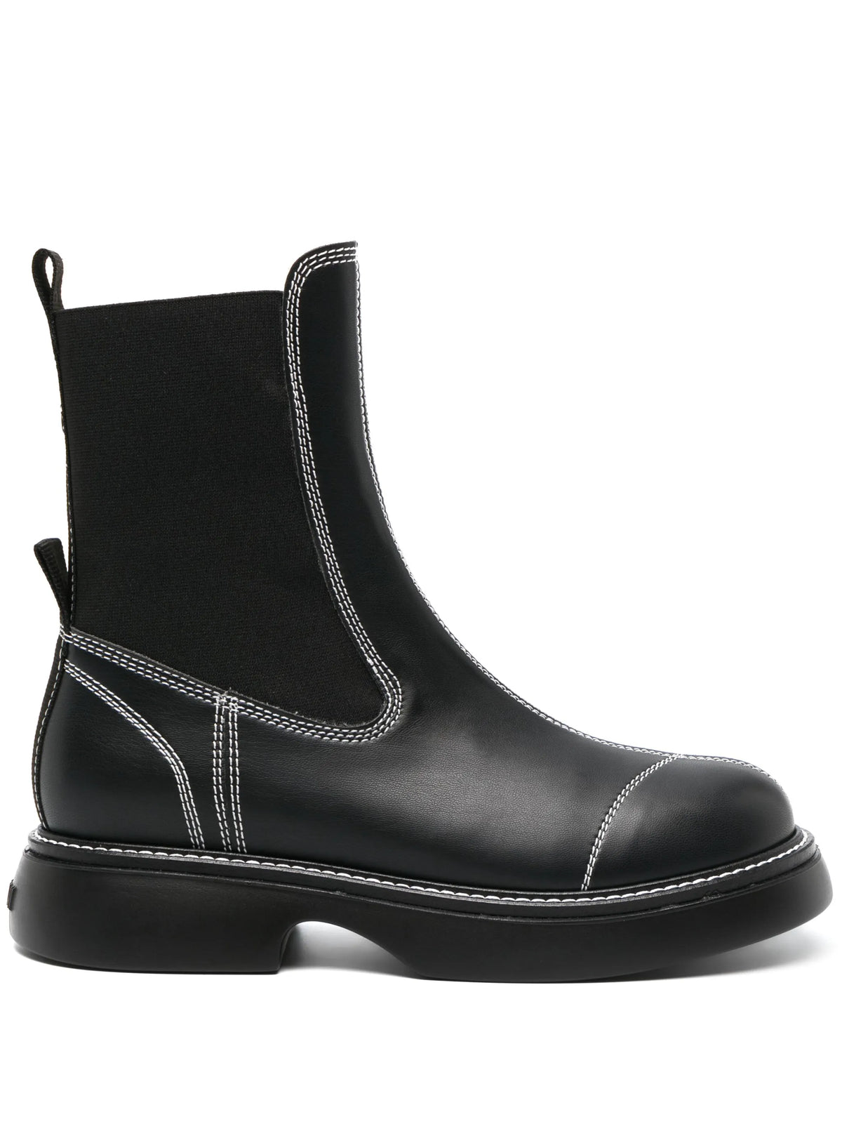 topstitched leather Chelsea boots
