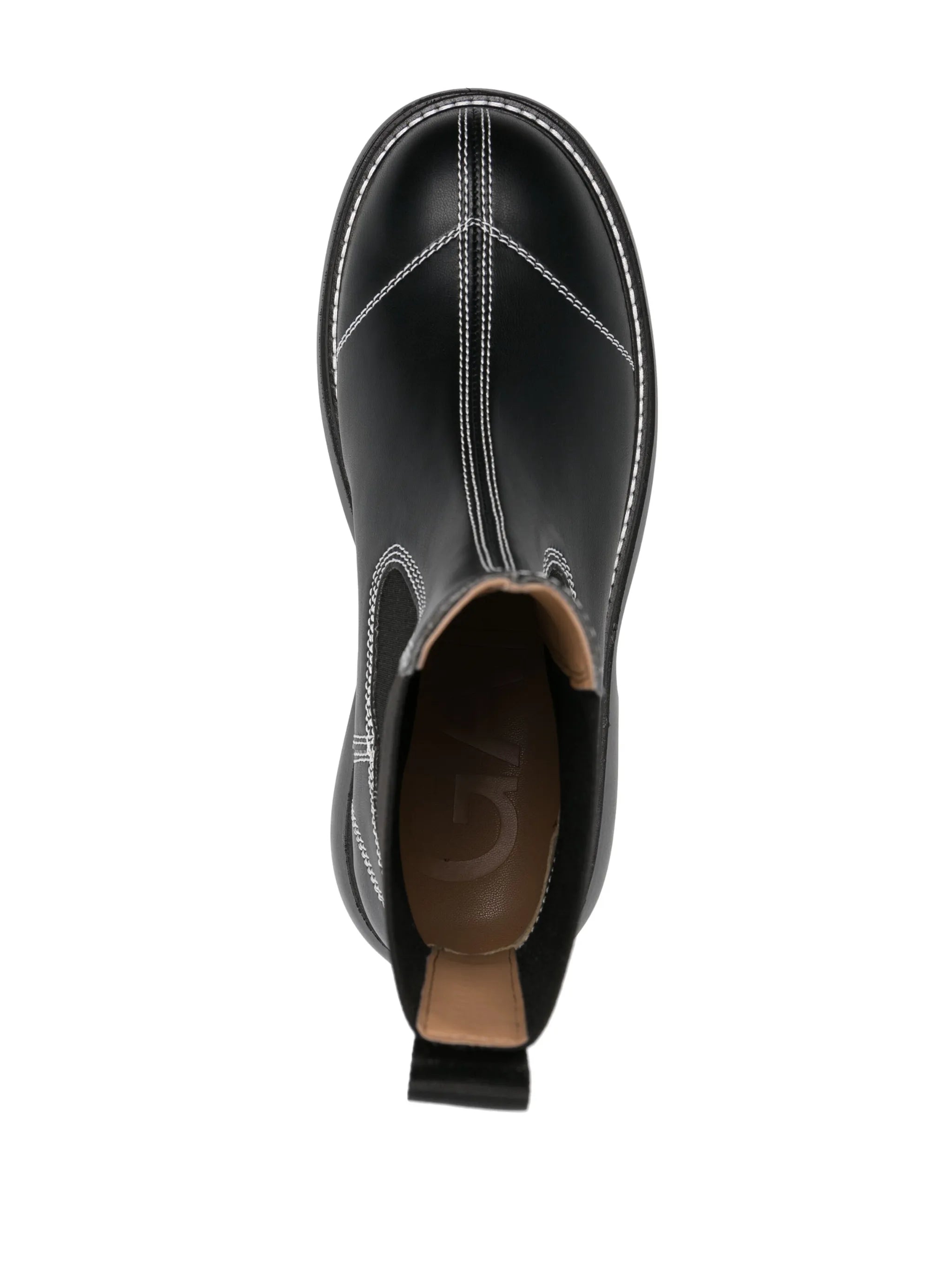 topstitched leather Chelsea boots