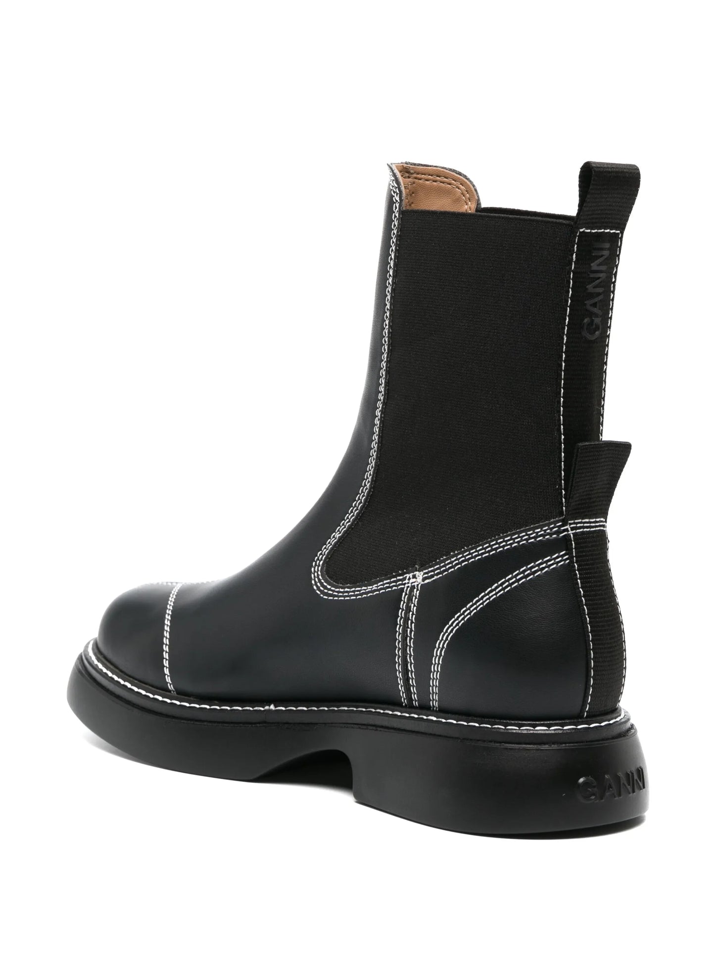 topstitched leather Chelsea boots