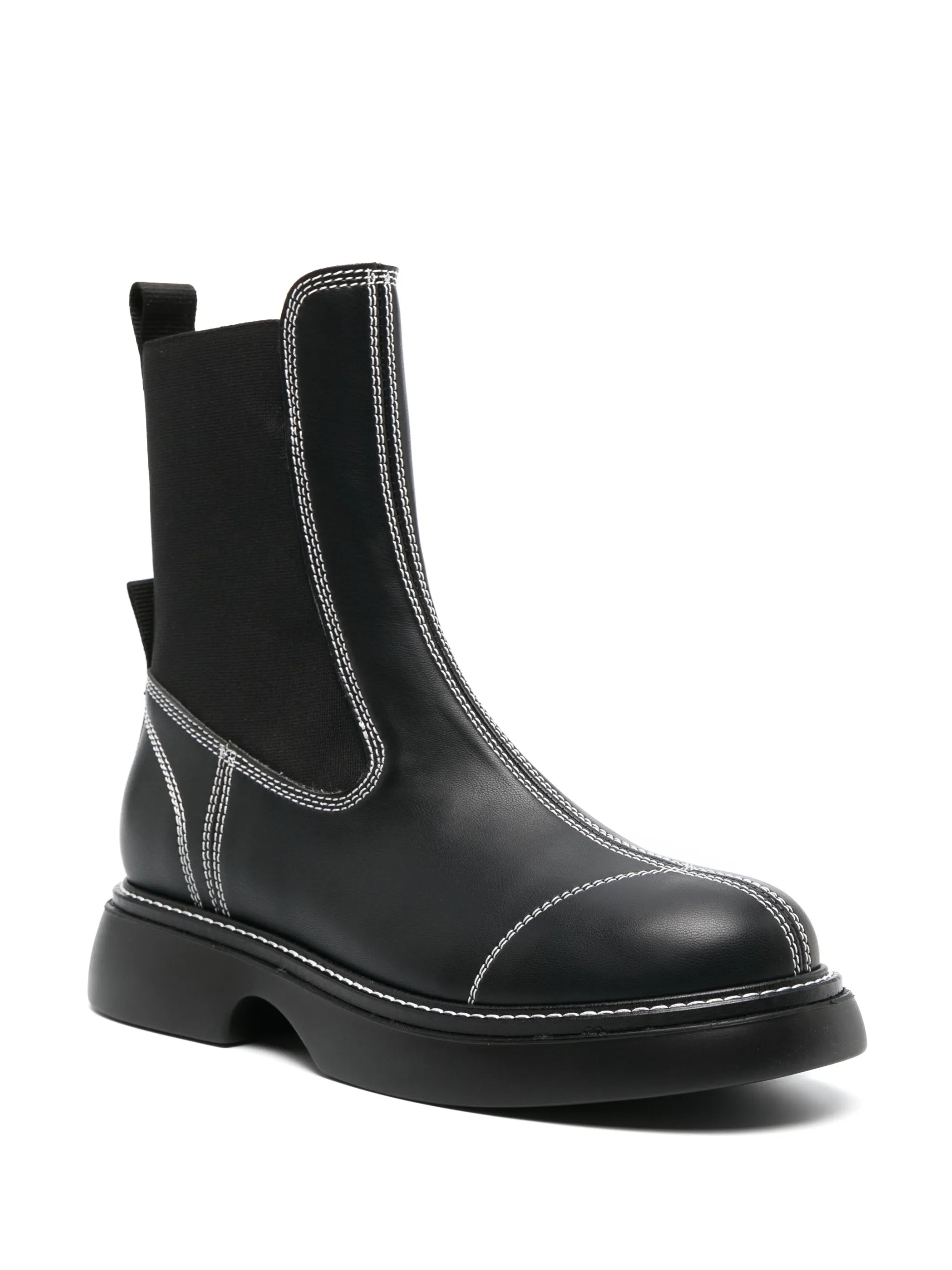 topstitched leather Chelsea boots