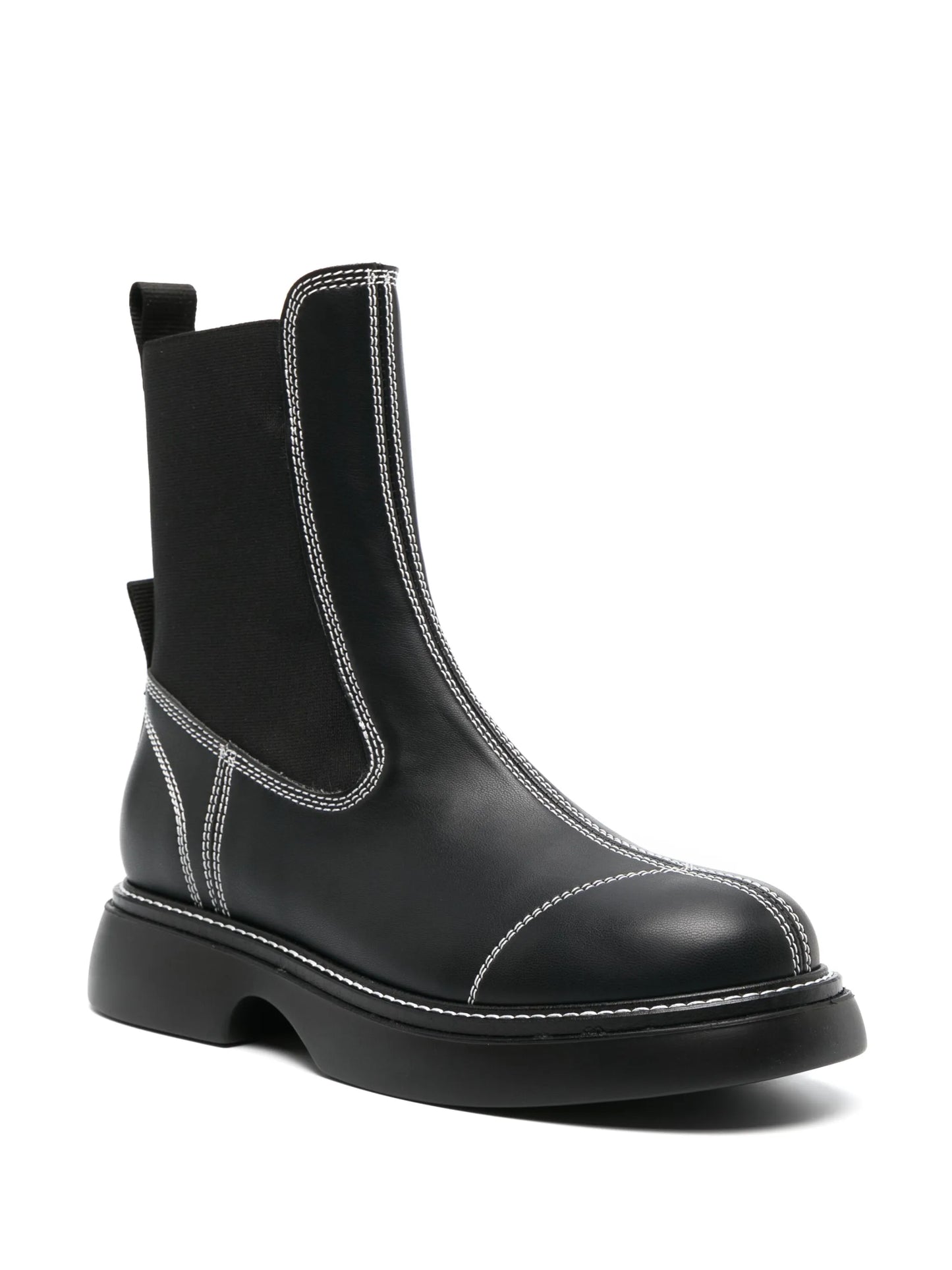 topstitched leather Chelsea boots