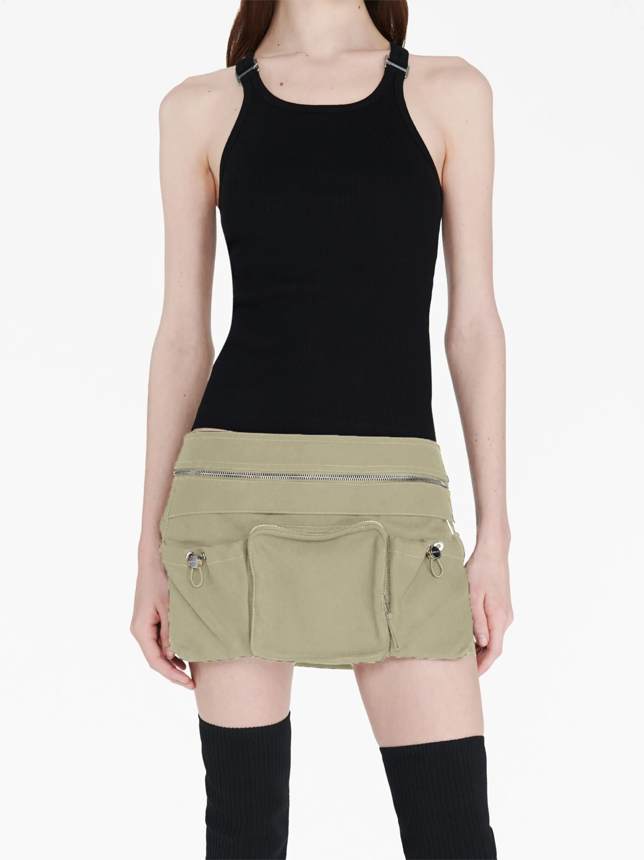 belted-waist mini skirt