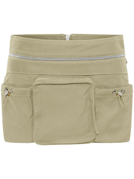 belted-waist mini skirt