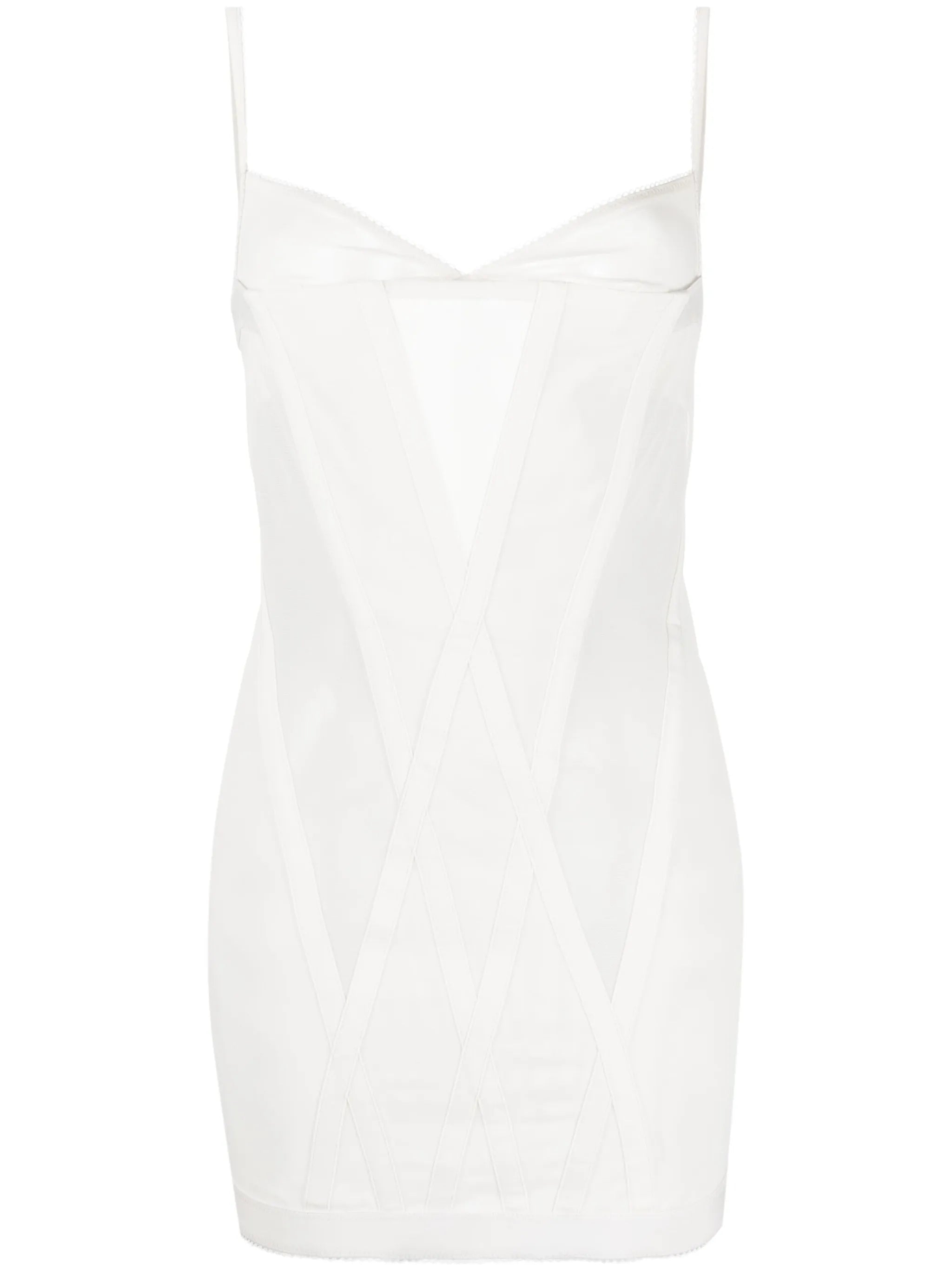 Oblique mesh corset minidress