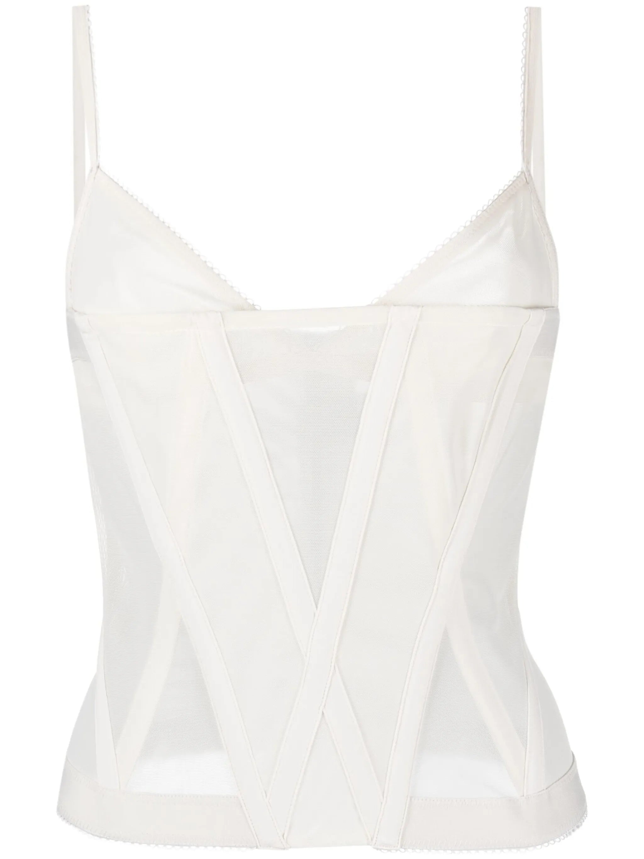 Oblique mesh corset top