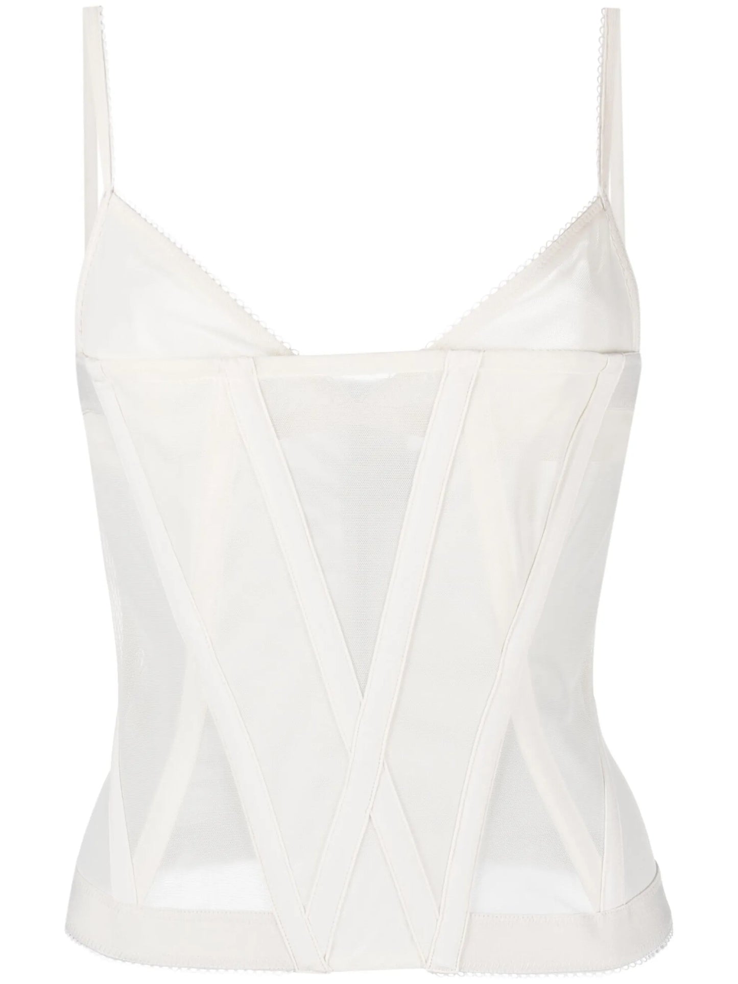 Oblique mesh corset top