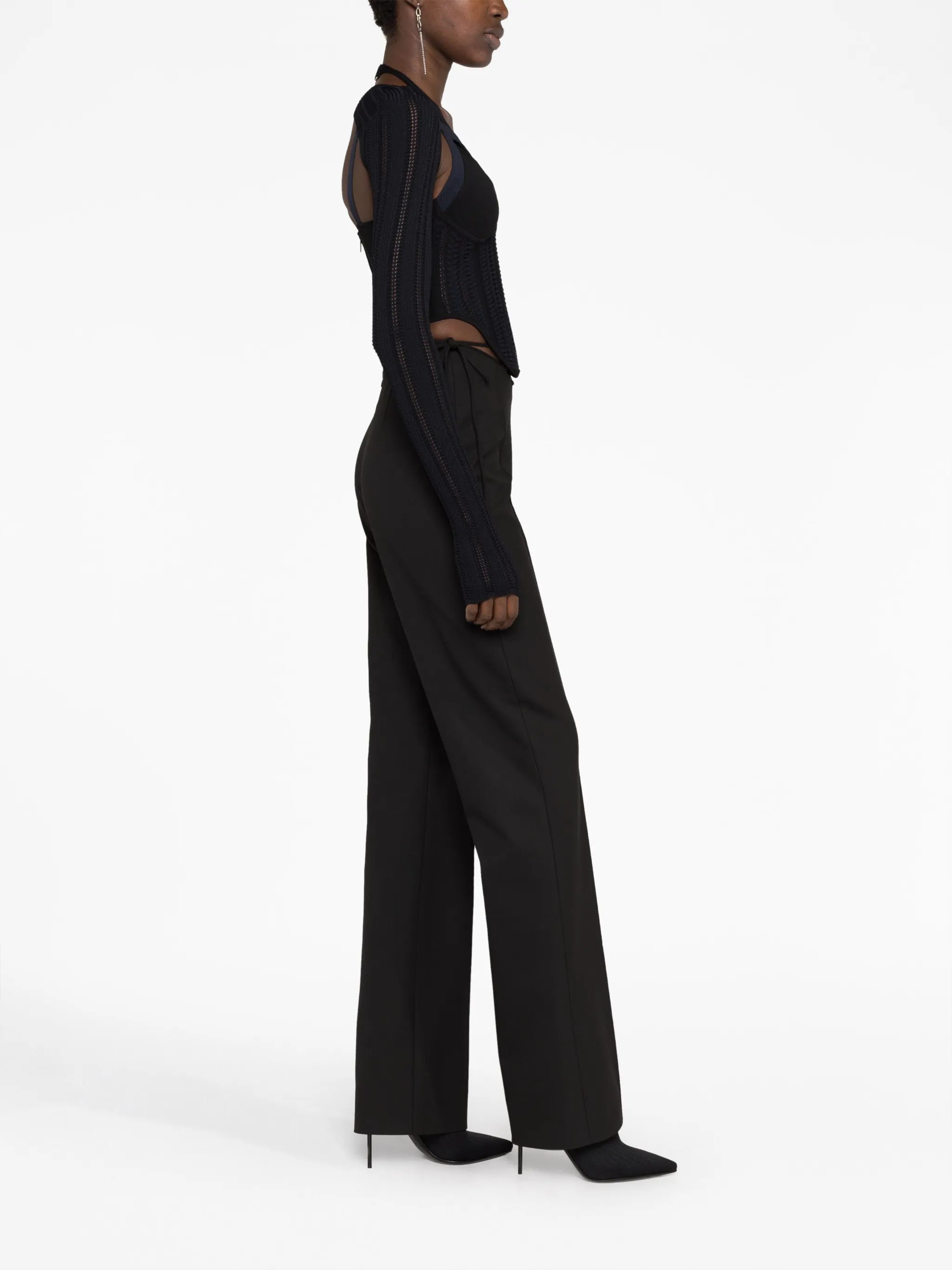 open-knit cut-out corset top