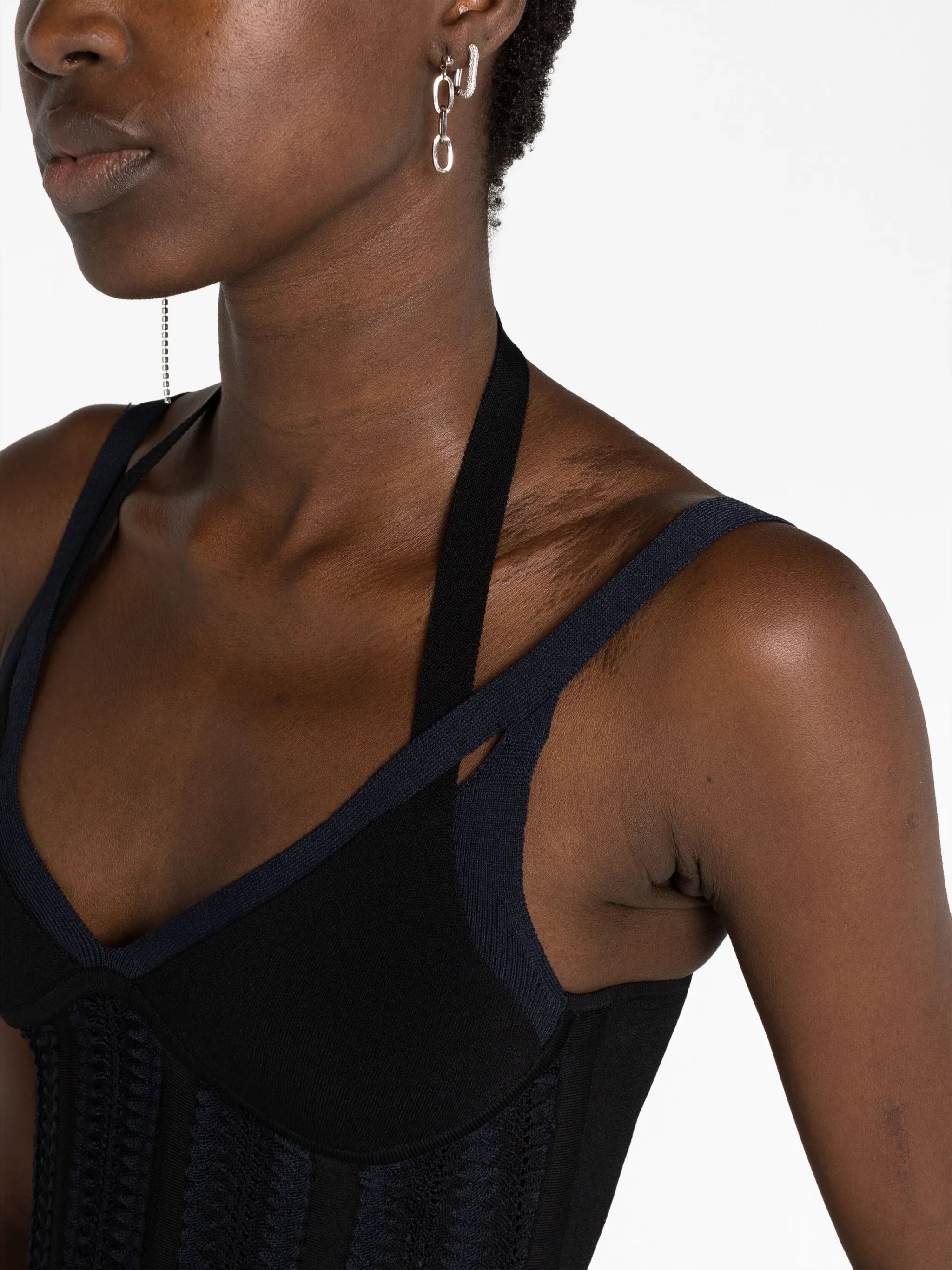 open-knit cut-out corset top