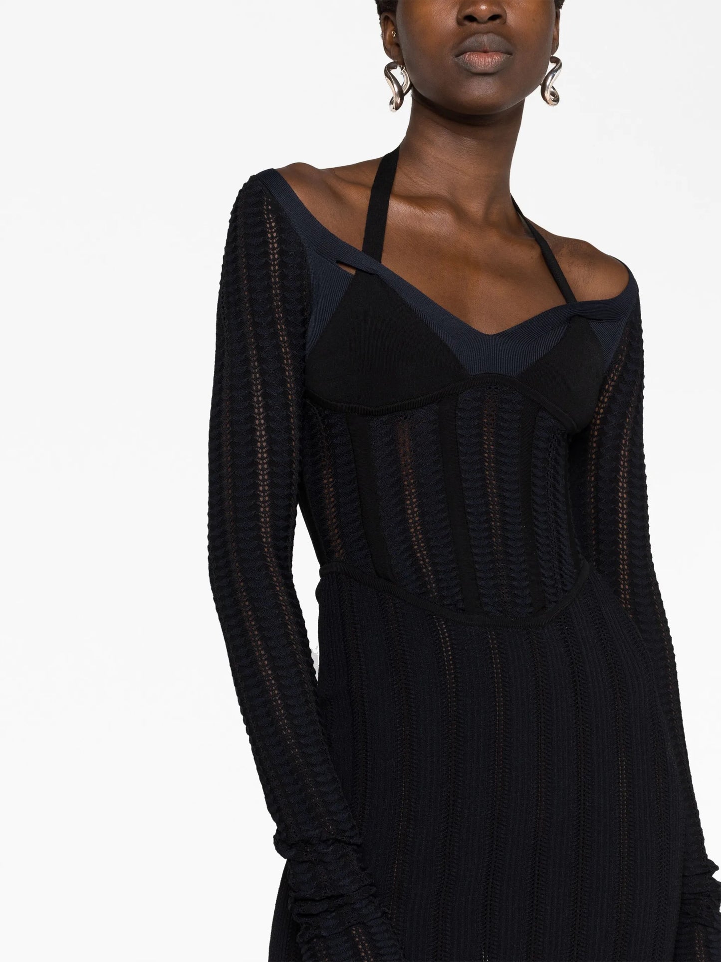 open-knit corset minidress