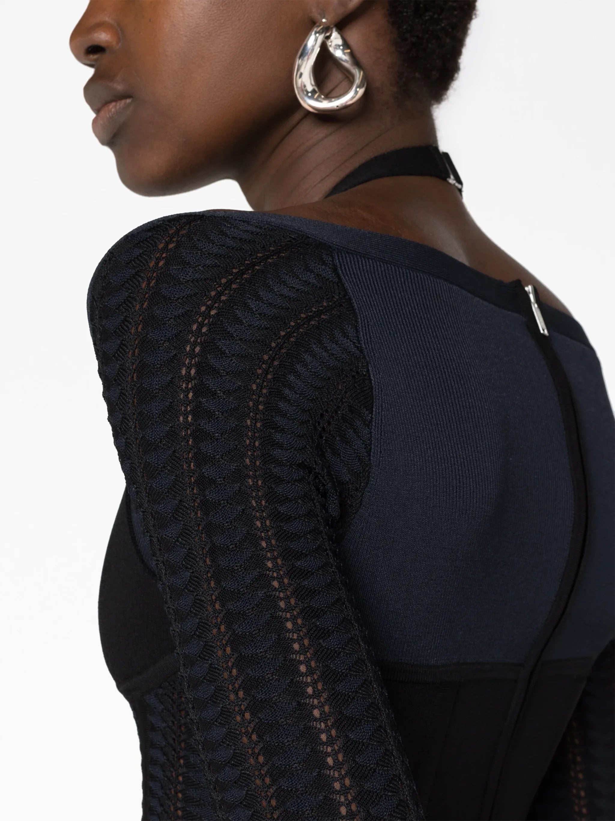 open-knit corset minidress