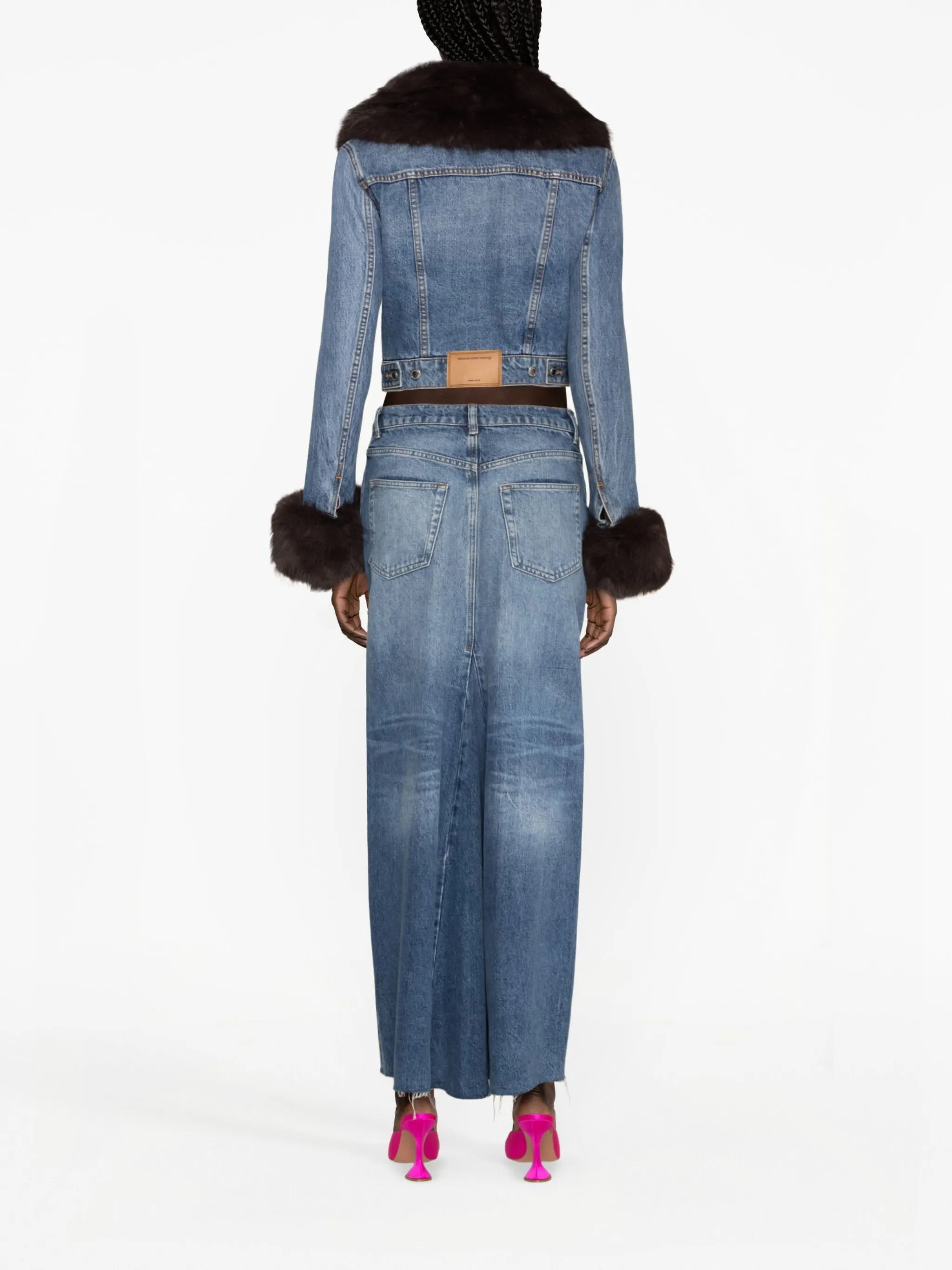 faux-fur collar denim jacket