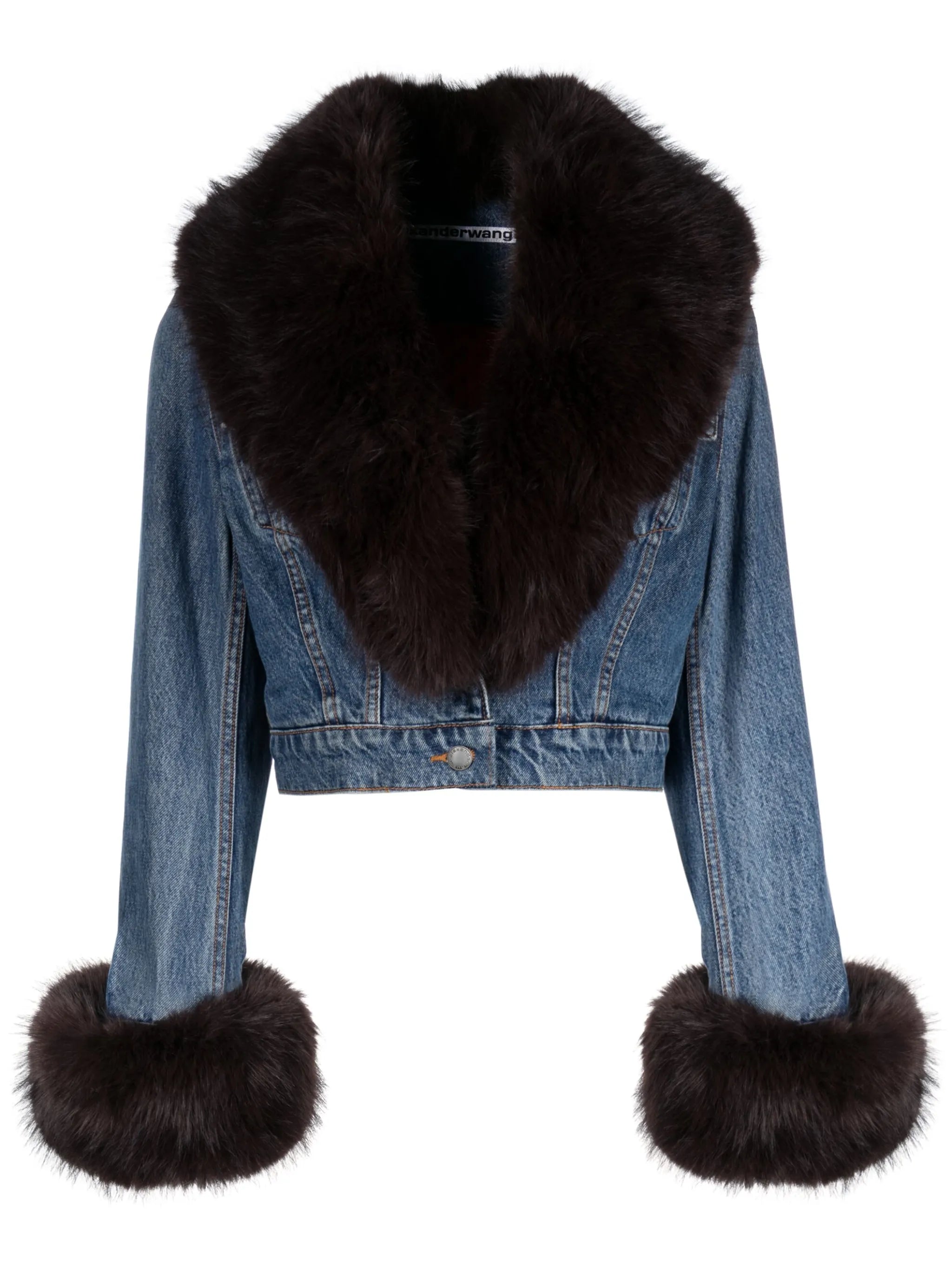 faux-fur collar denim jacket