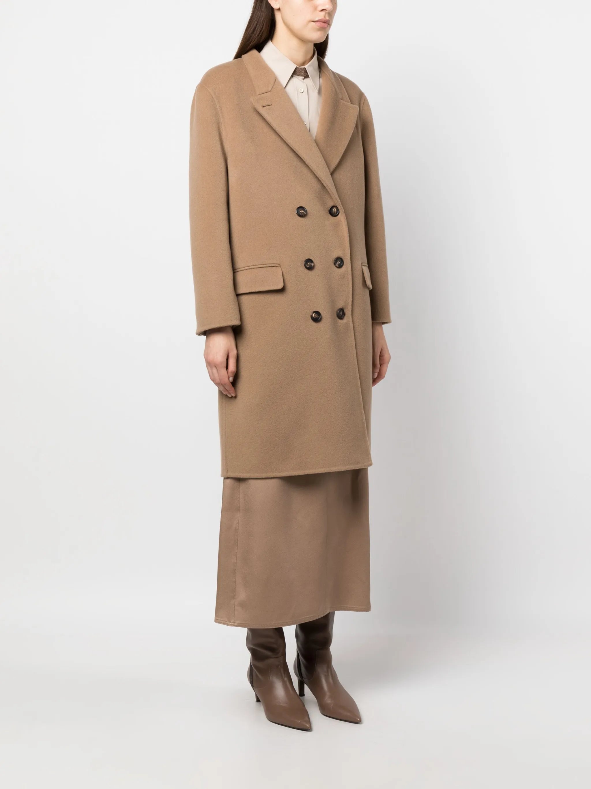 virgin-wool double-breasted coat