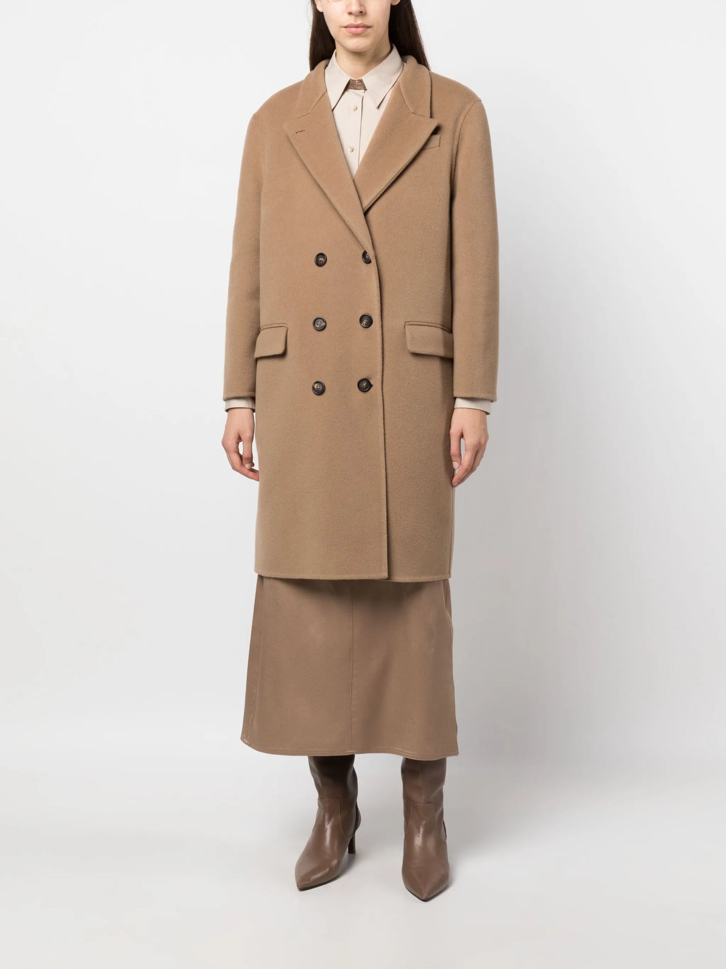 virgin-wool double-breasted coat