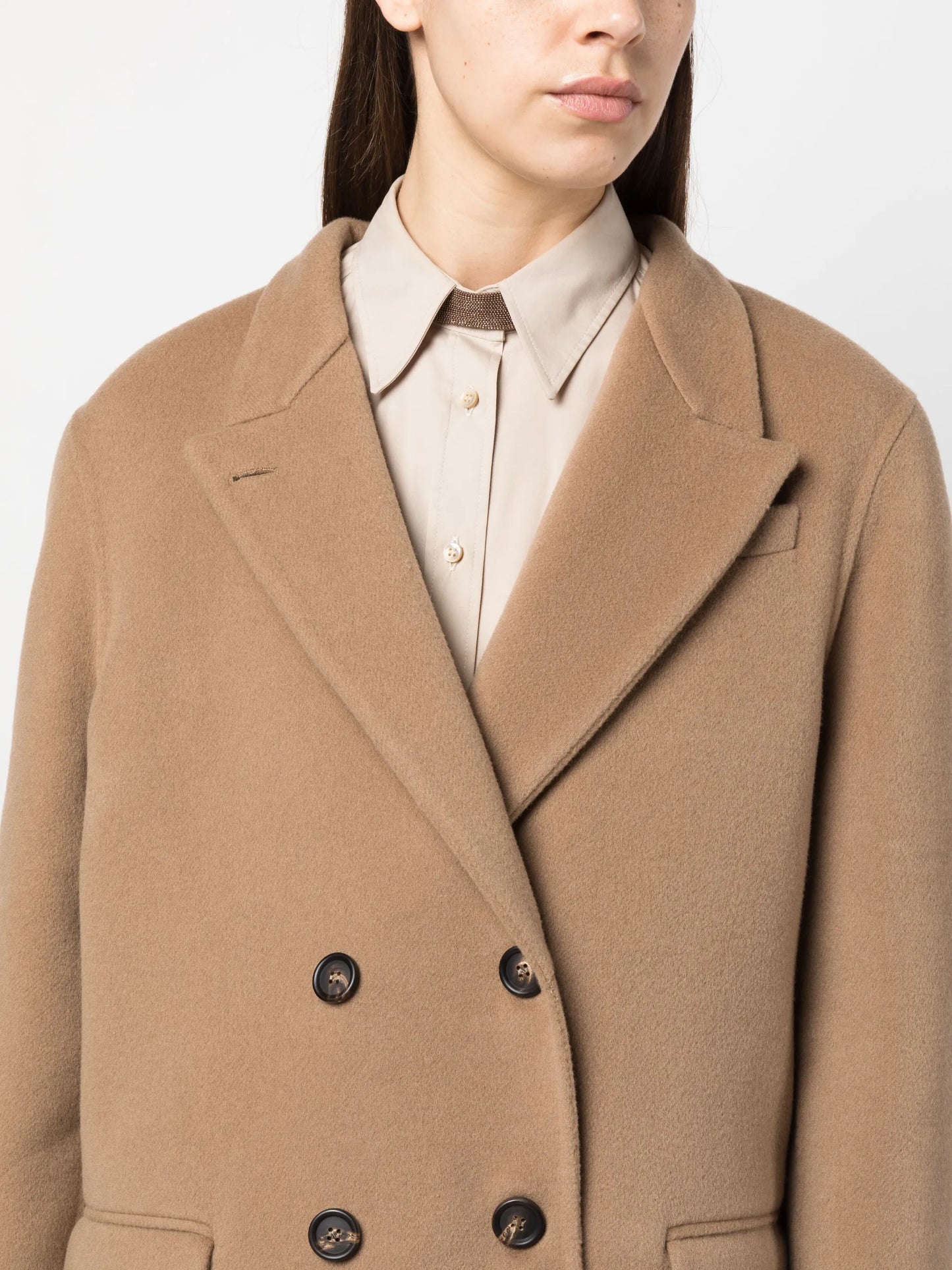 virgin-wool double-breasted coat